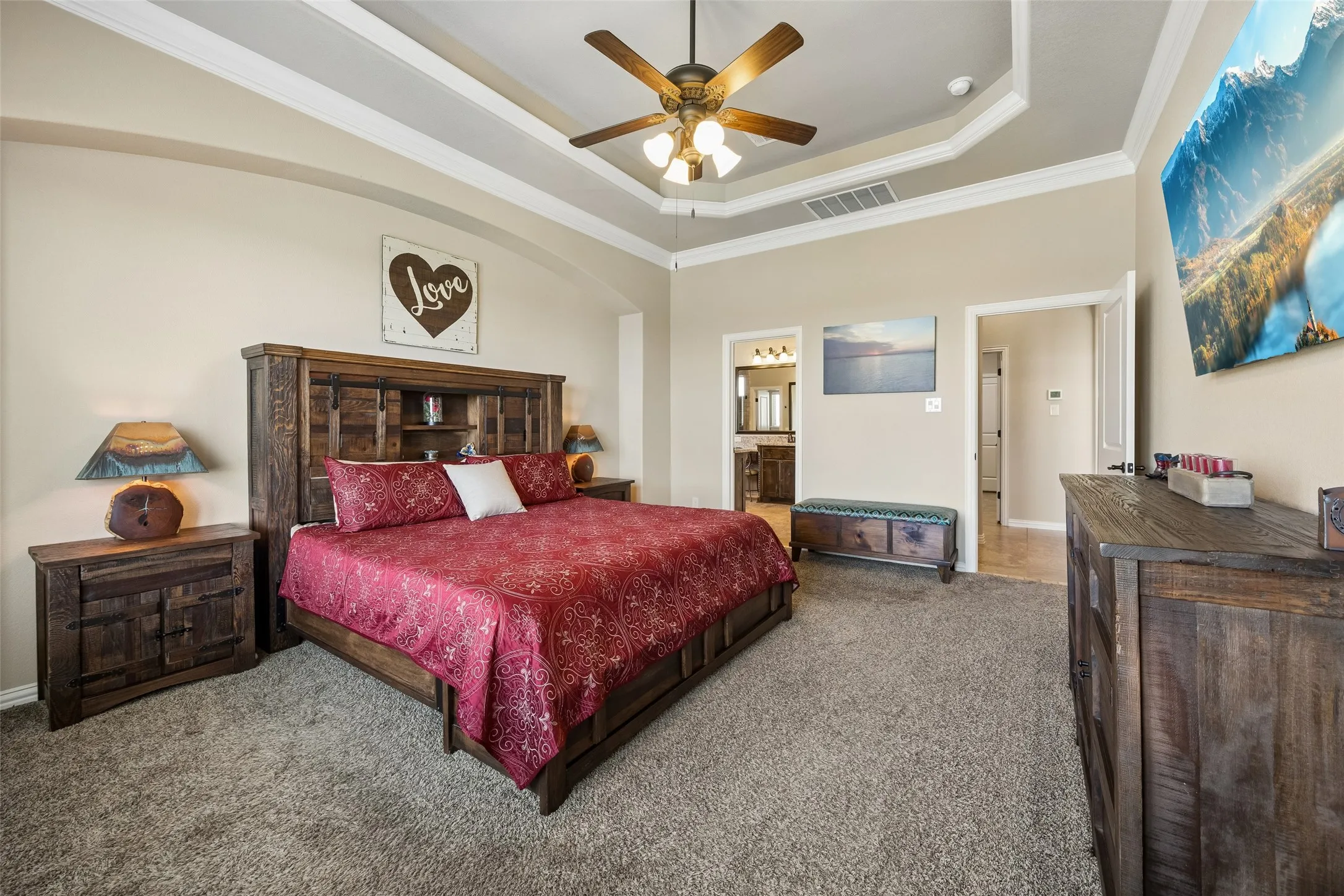 Spacious primary large enough to fit a King-sized bed