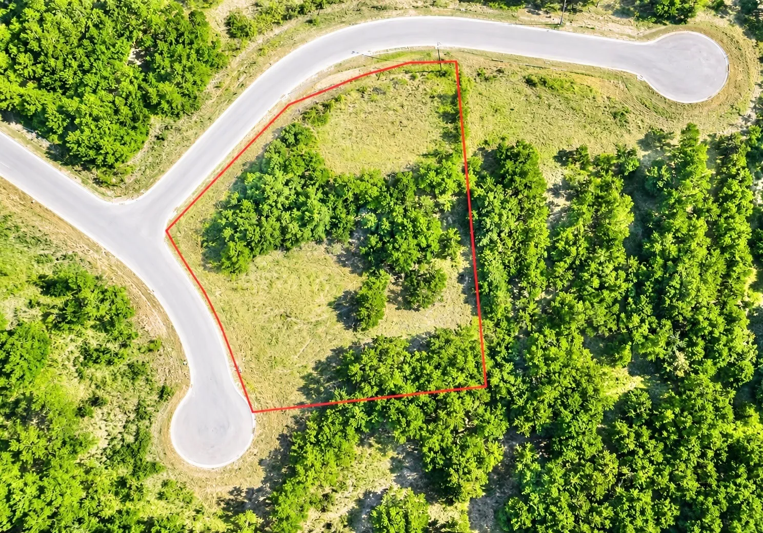 Expansive lot featuring a mix of mature trees and grassy areas