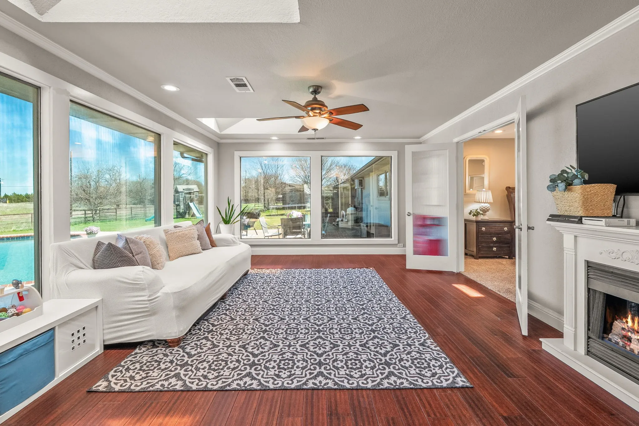 Second living room with wall of windows