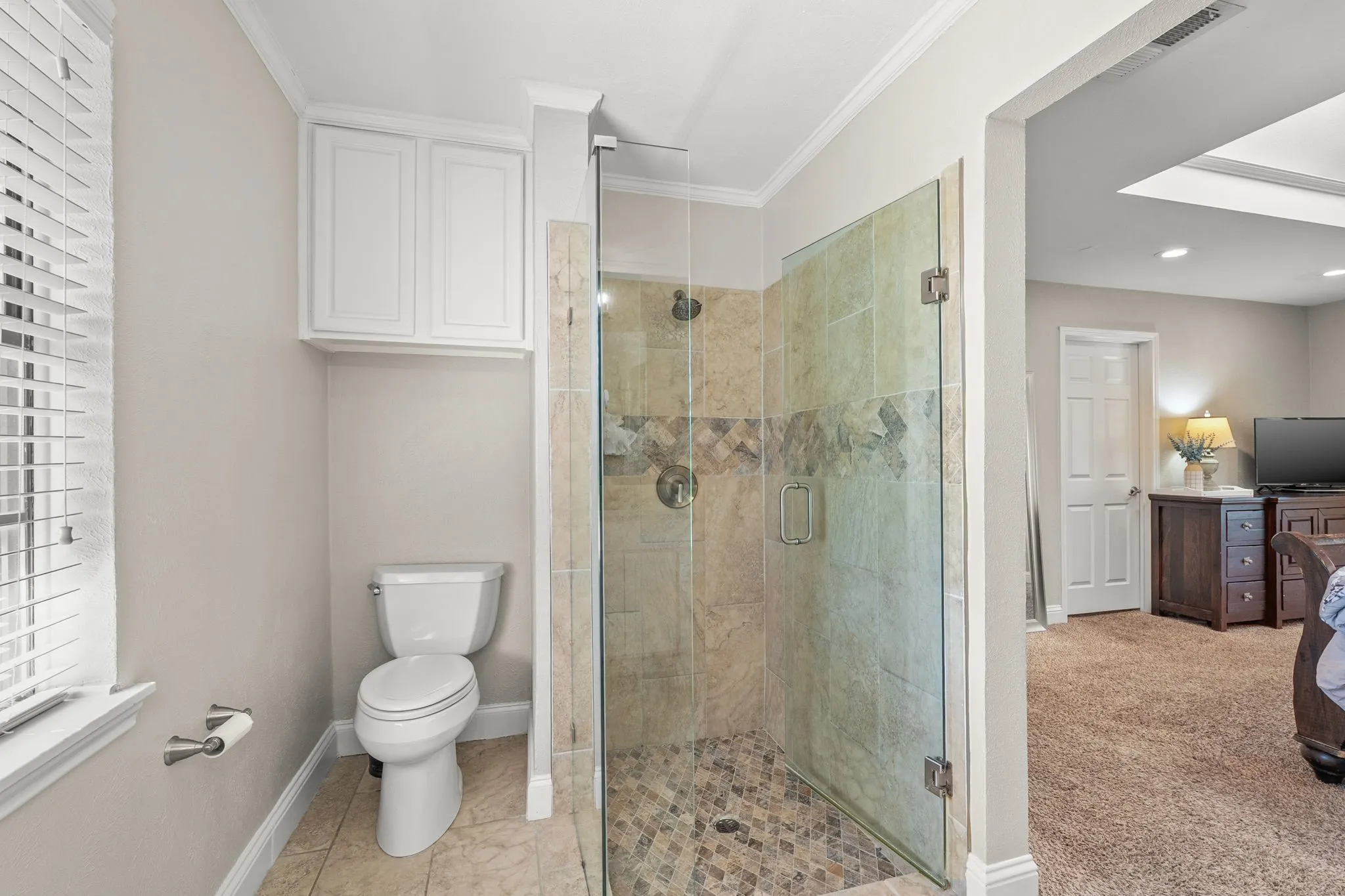 Primary Bathroom with beautiful frameless shower