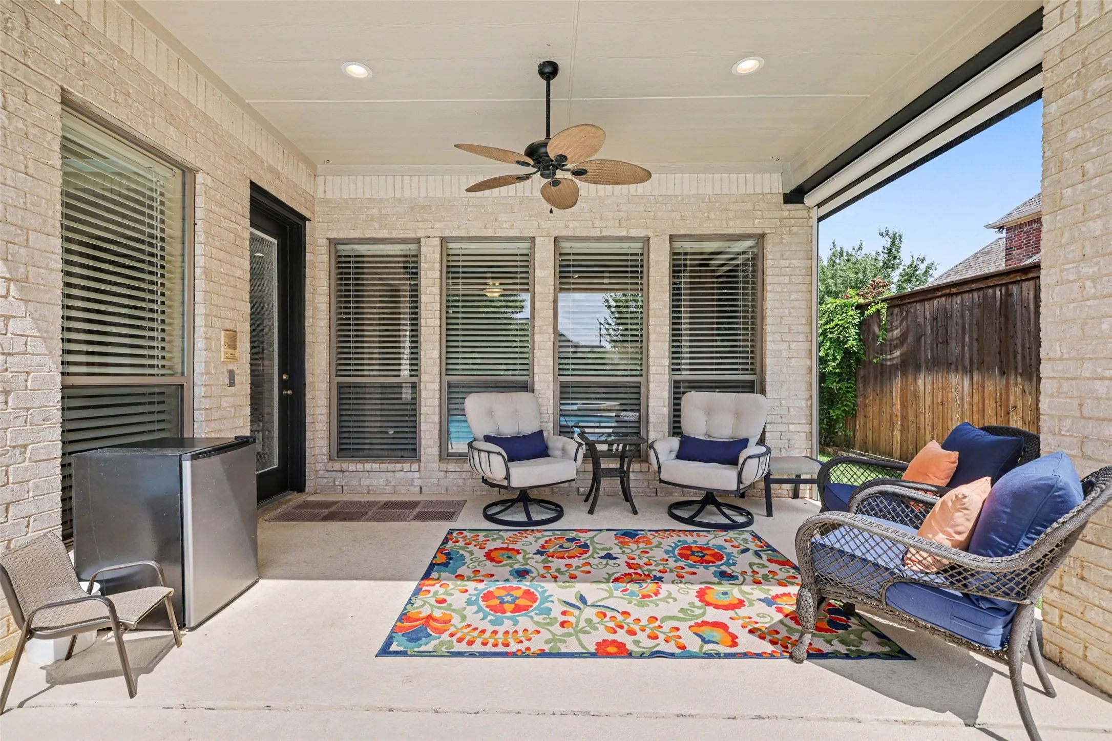 Covered patio with extended awning