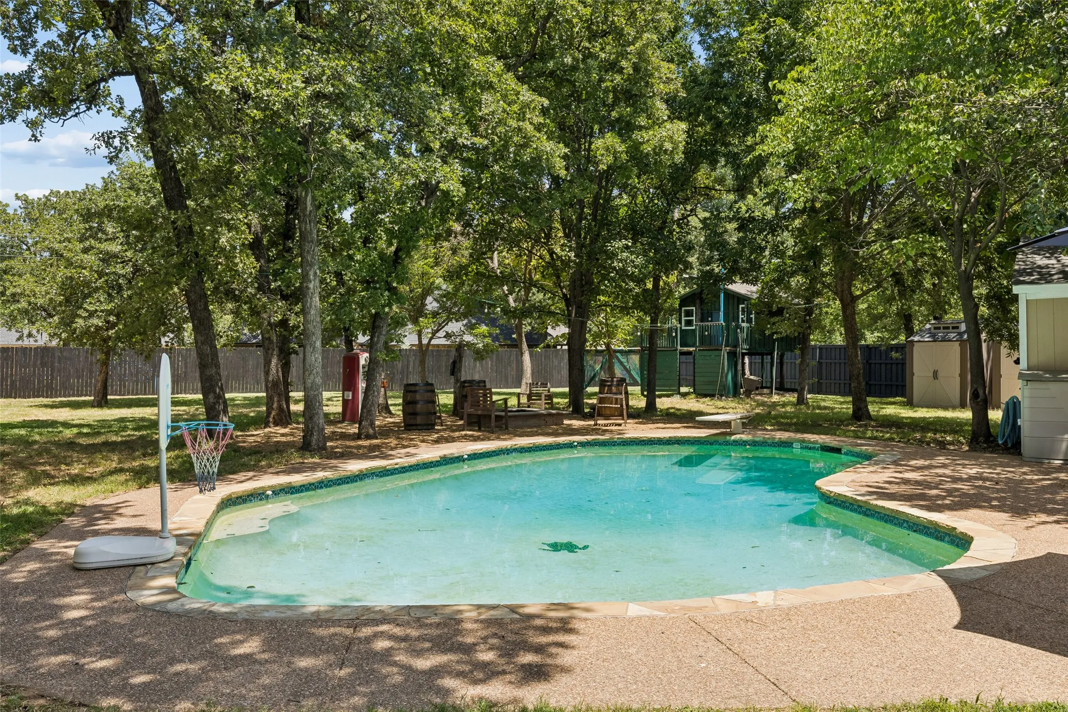 Dive in. It is hot in the Texas summer.