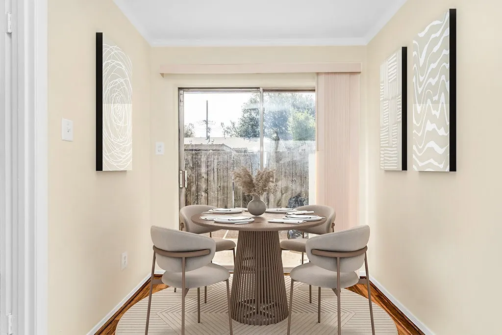 Virtually staged kitchen dining area