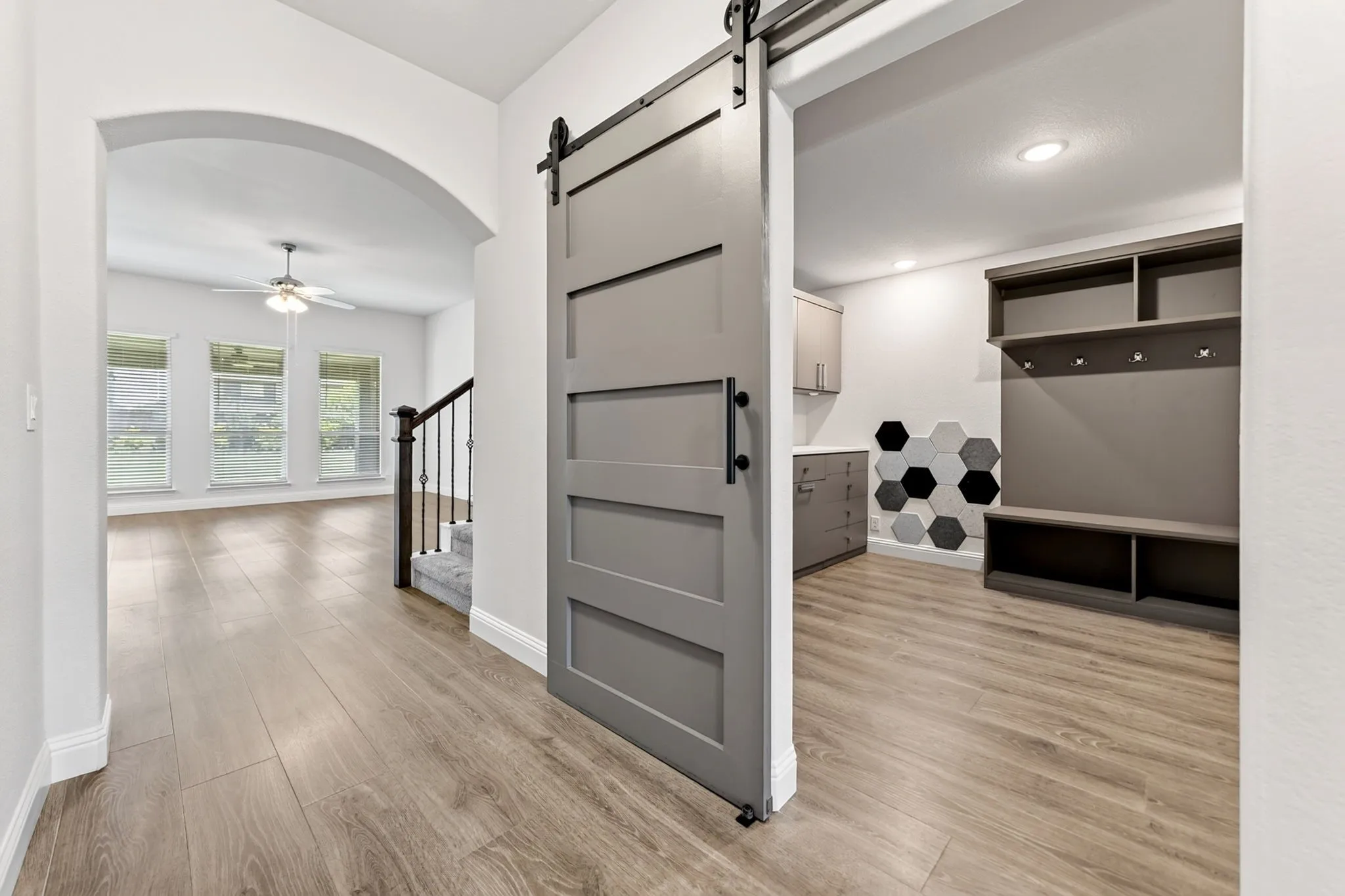 With Custom California Closet Set up as Mud Room/Utility Room