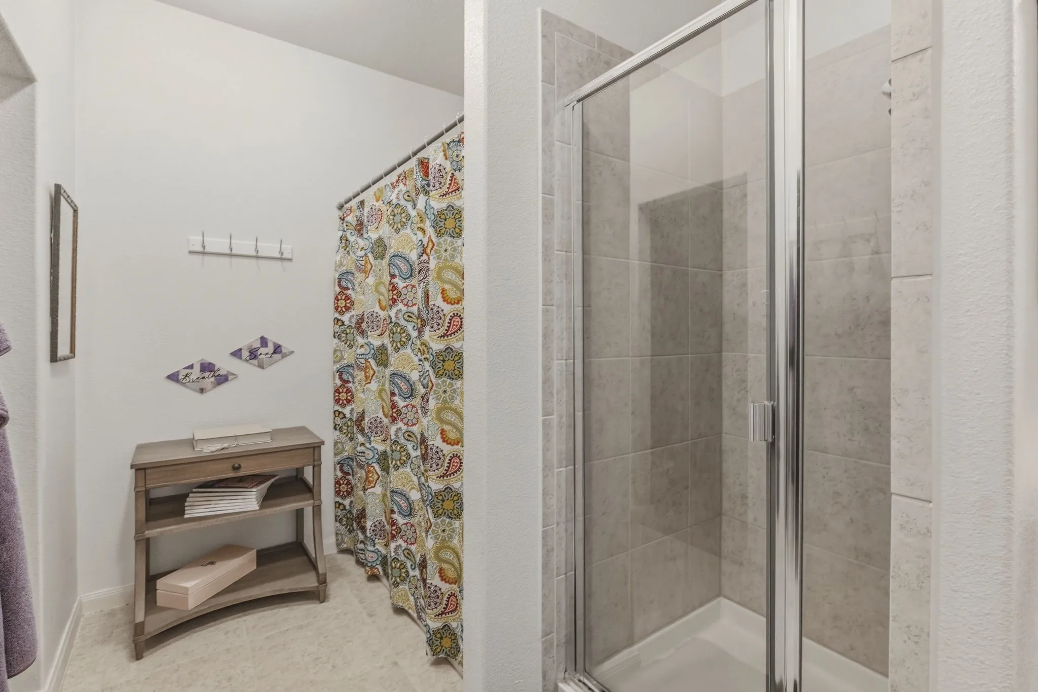 Shower and separate bathtub.