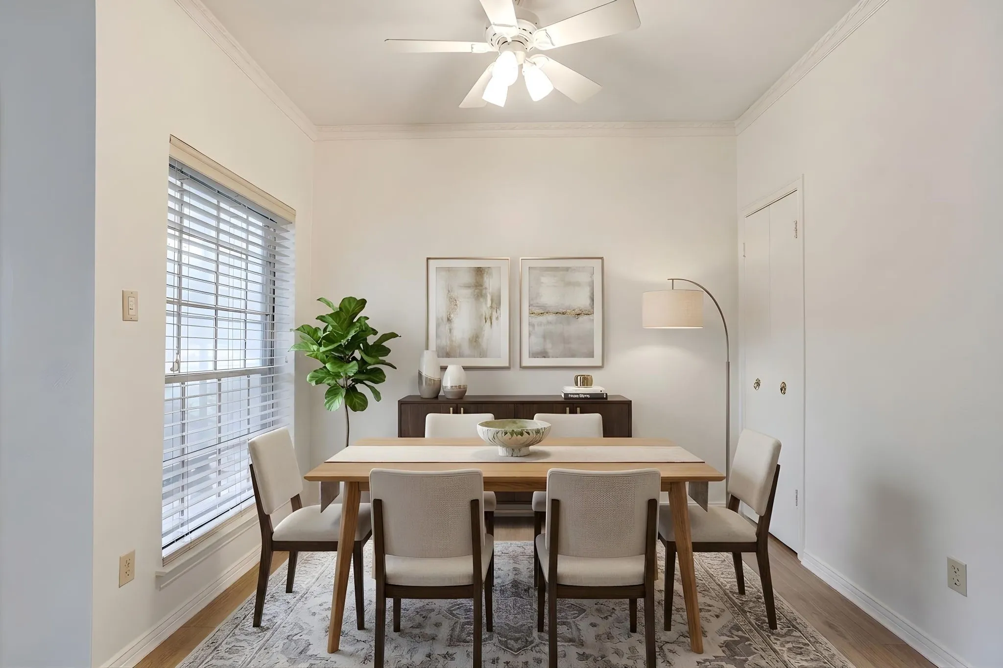 Dining room virtually staged.