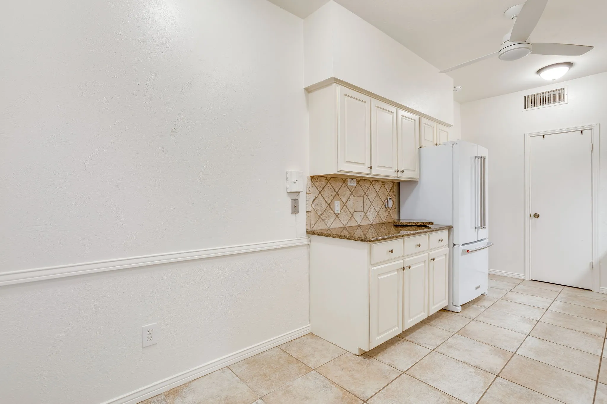 View from the dining area in the kitchen.