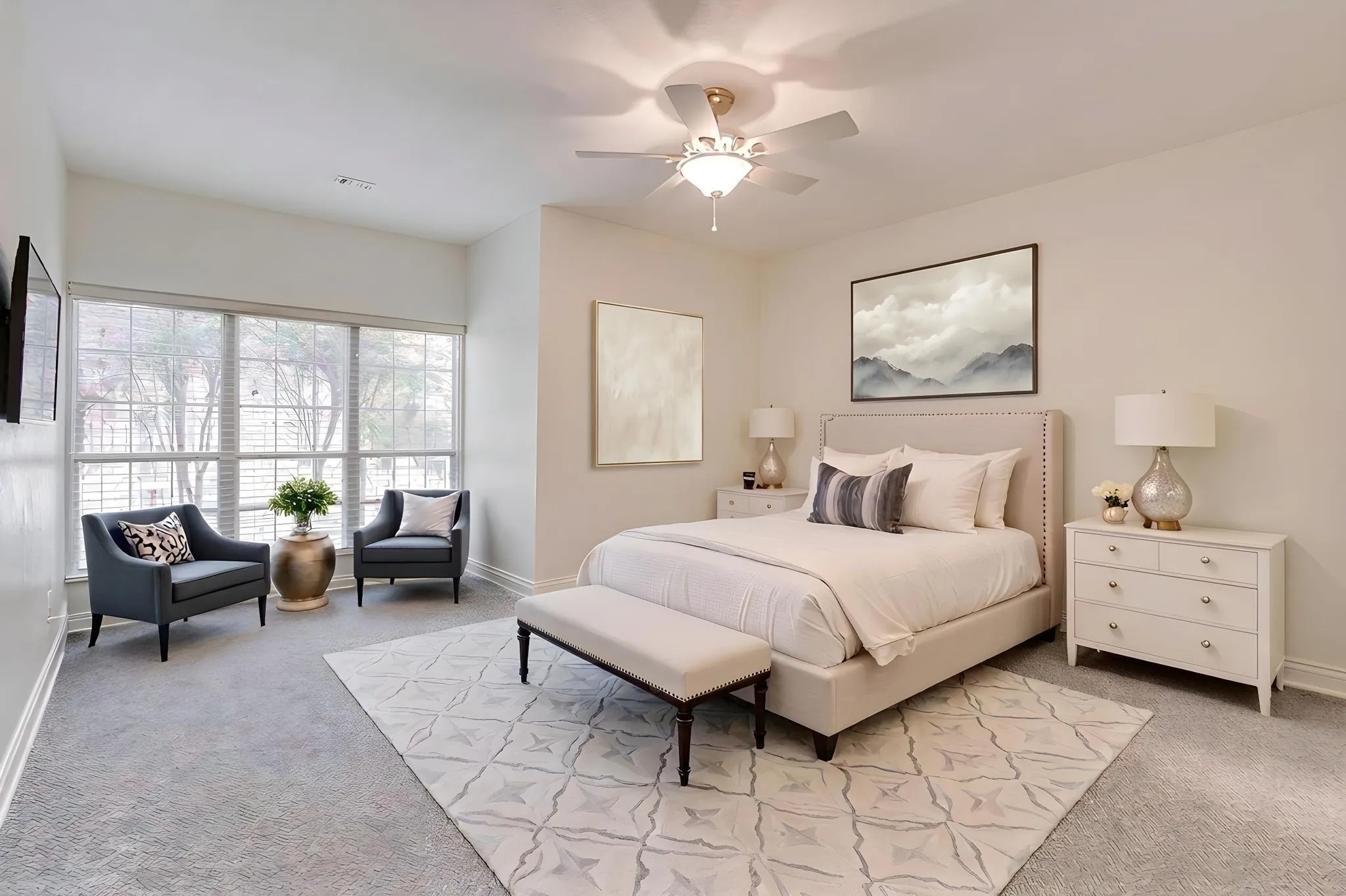 Primary bedroom virtually staged