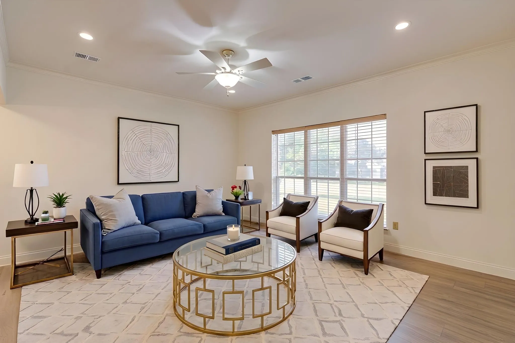 Virtually staged living area.