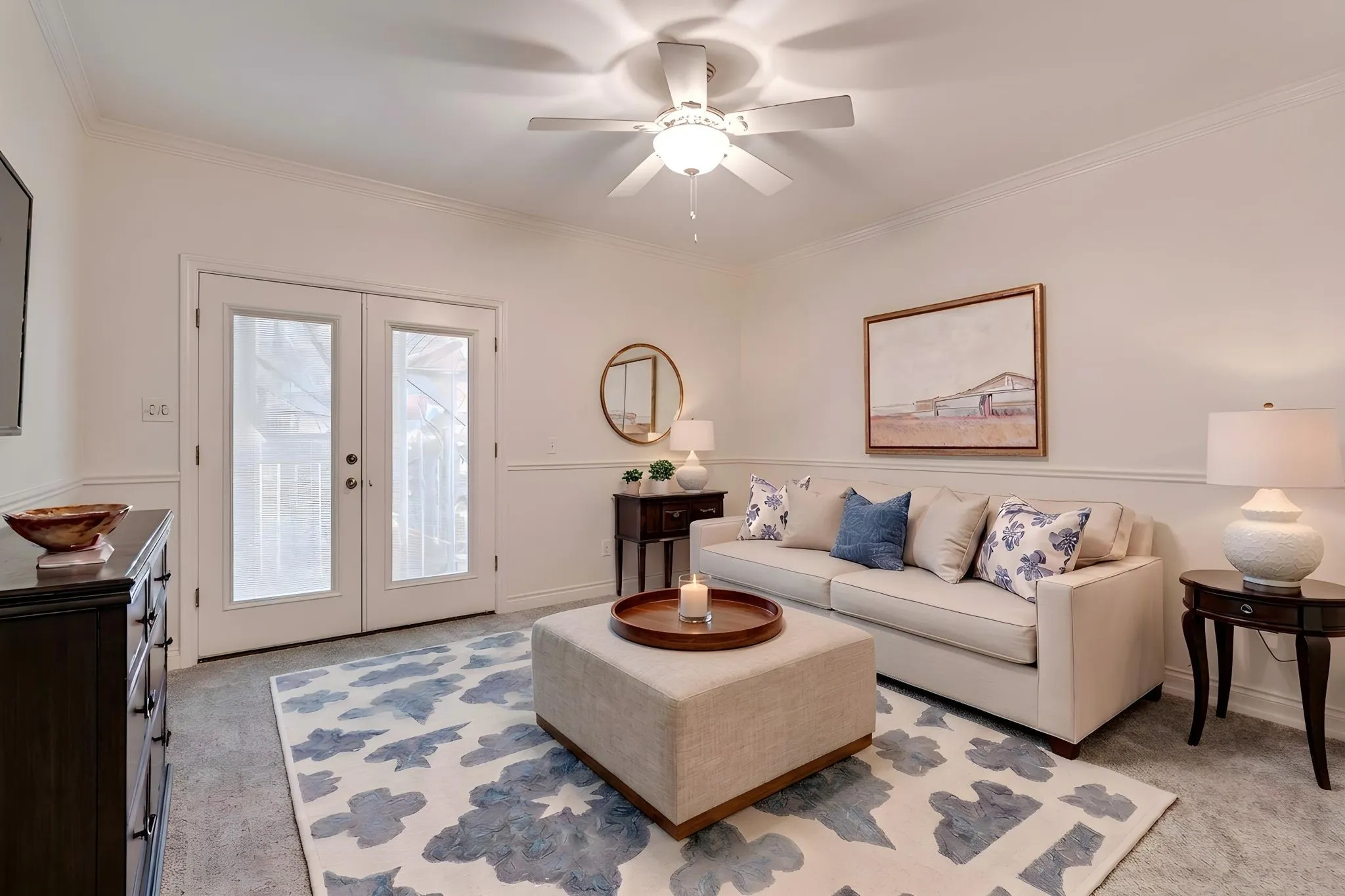 Virtually staged second living area. Could be a third bedroom.