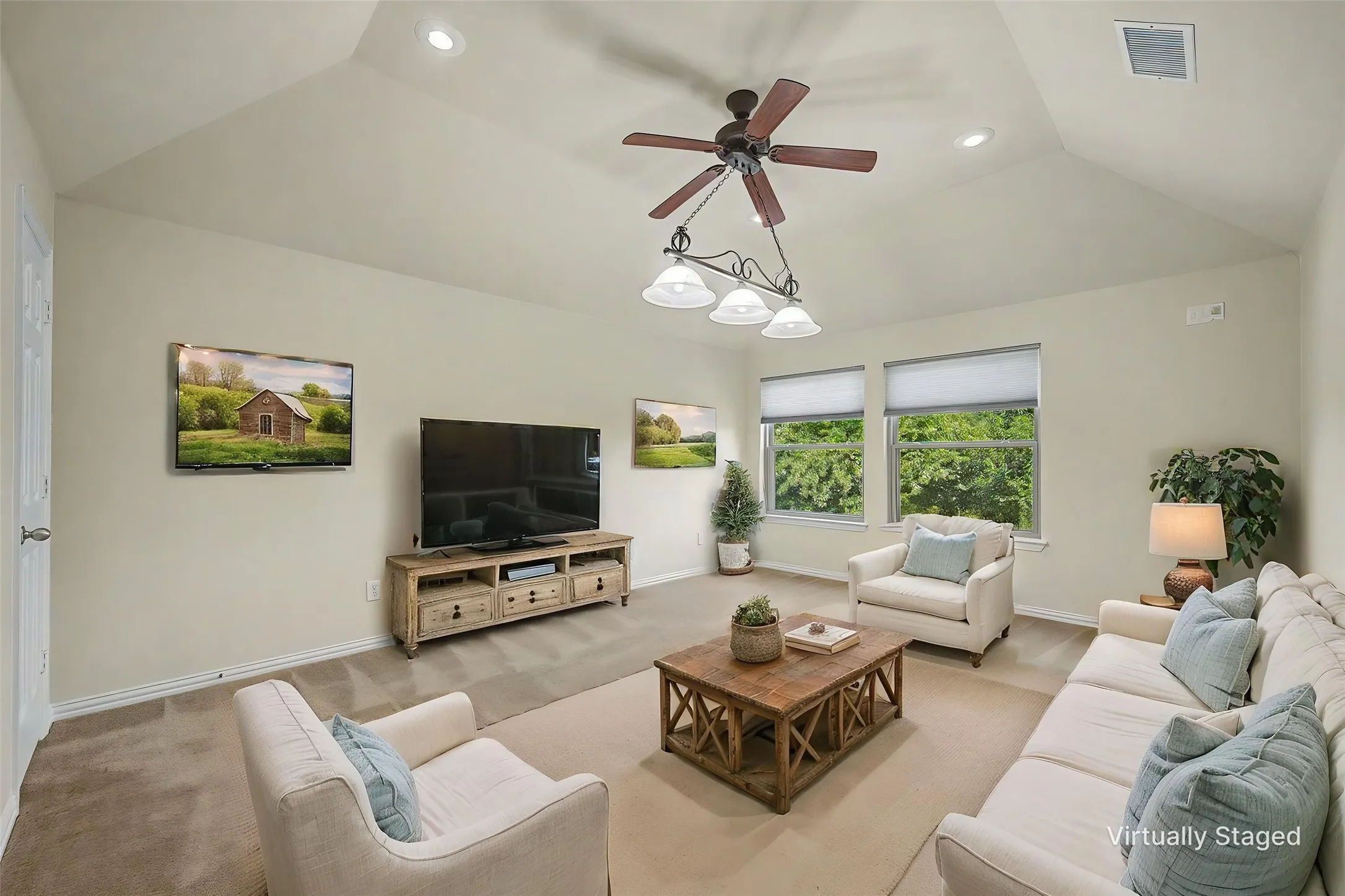Large game room that is perfect size for a secondary living space or play area for the kids!