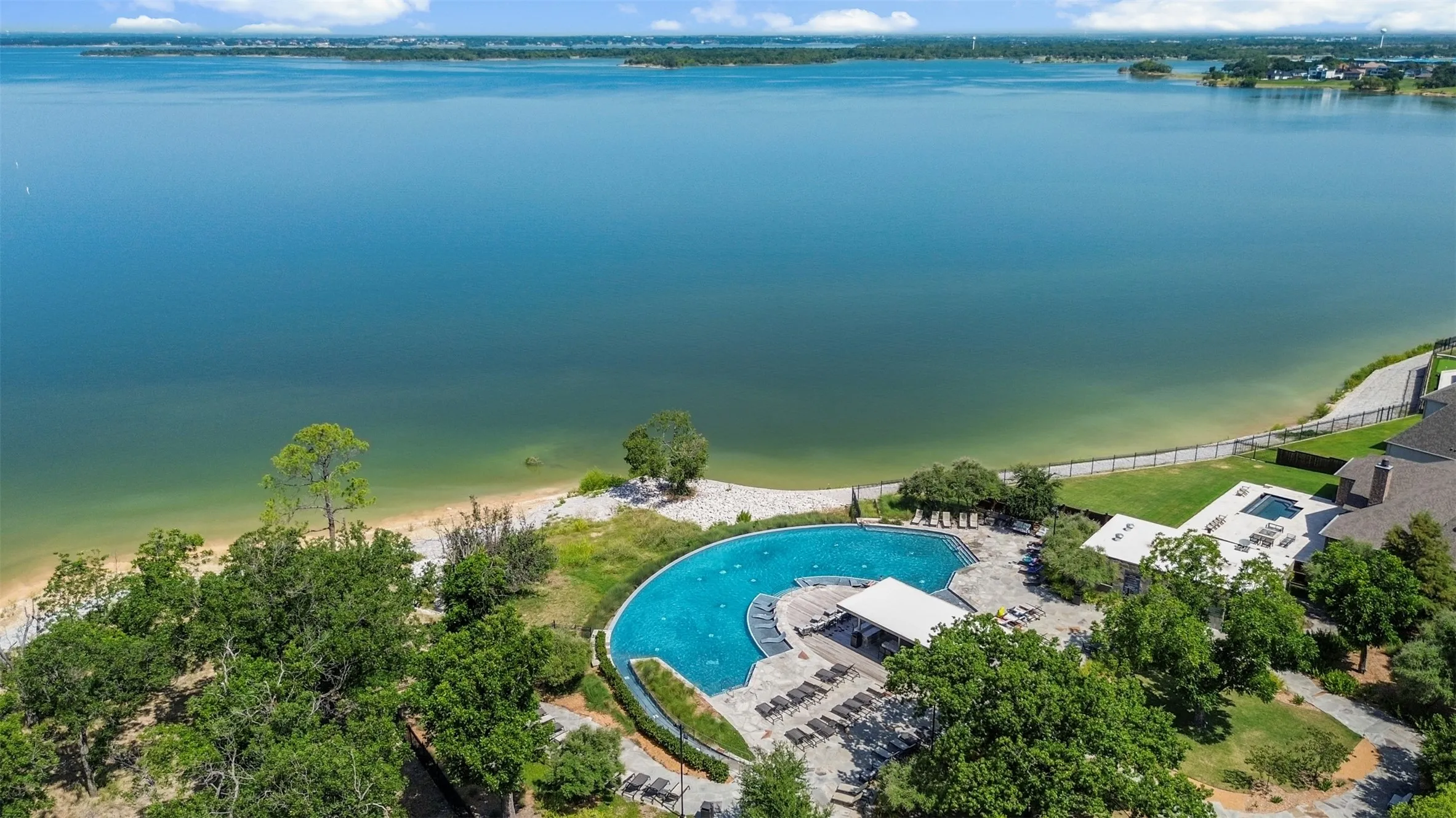 Expansive waterfront with sandy shoreline