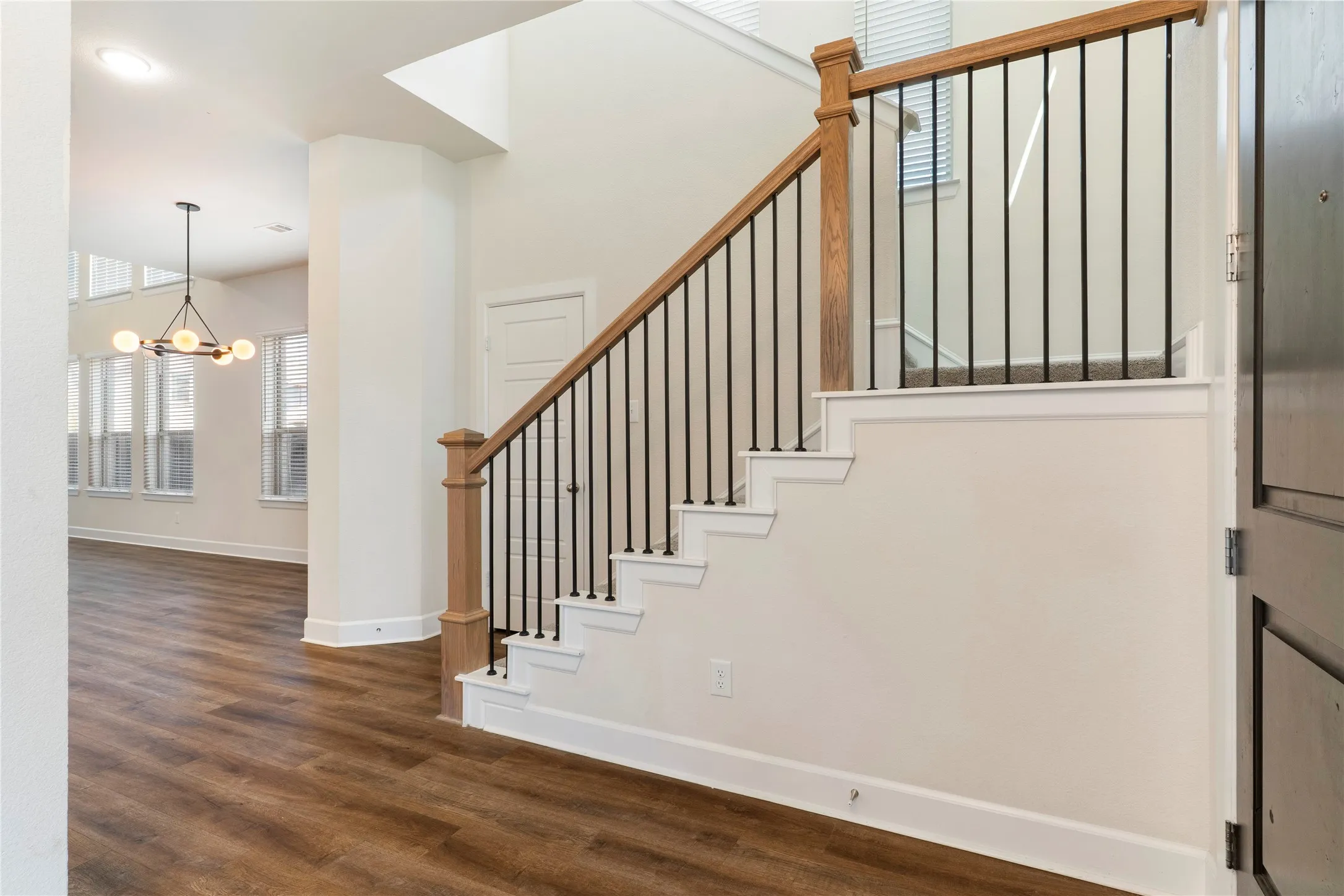 Wood-finish flooring throughout the main level