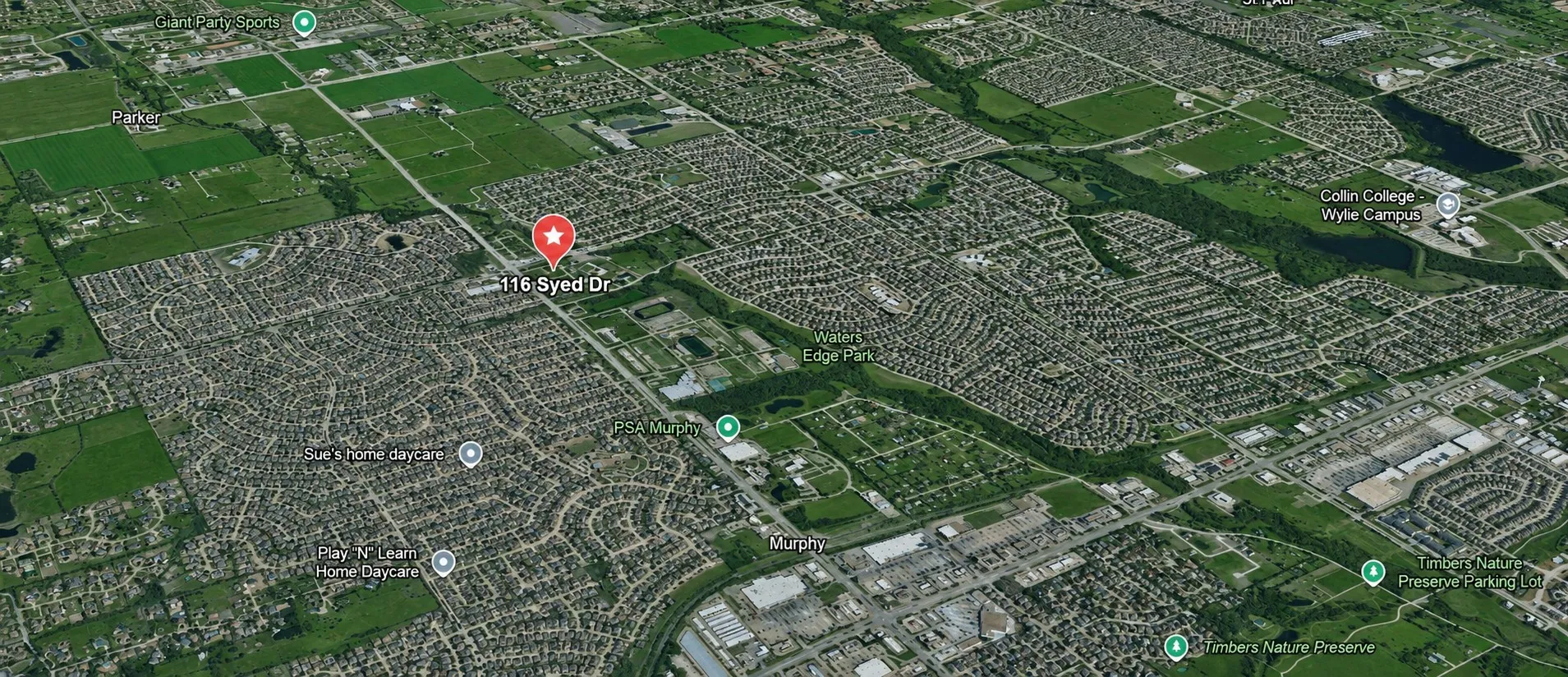 Satellite Imagery. Depicting the geographic location of the property at 116 Syed Dr, including surrounding developments and green spaces