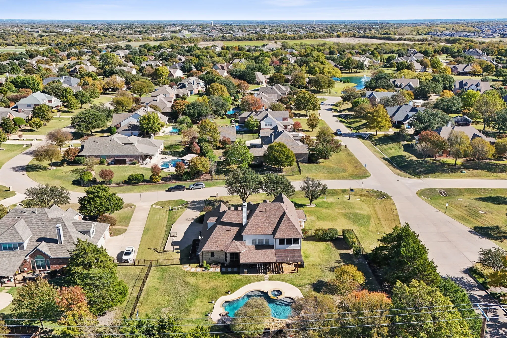 Aerial view from the back of the home shows the size of the lot!