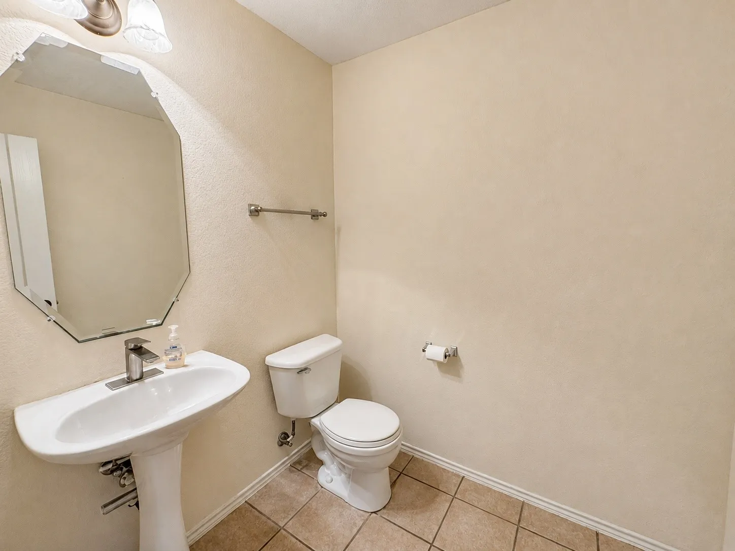 The half-bath is downstairs
