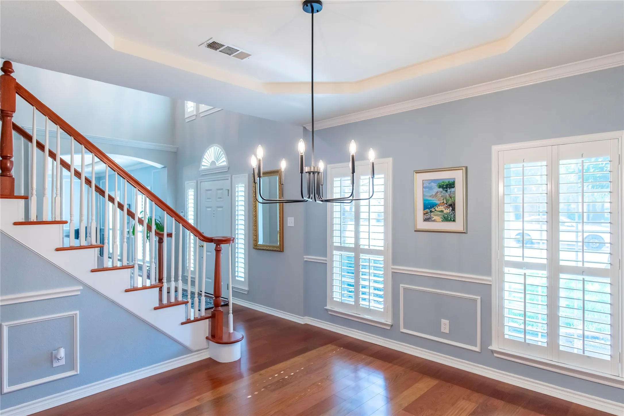 view from dining room to entry