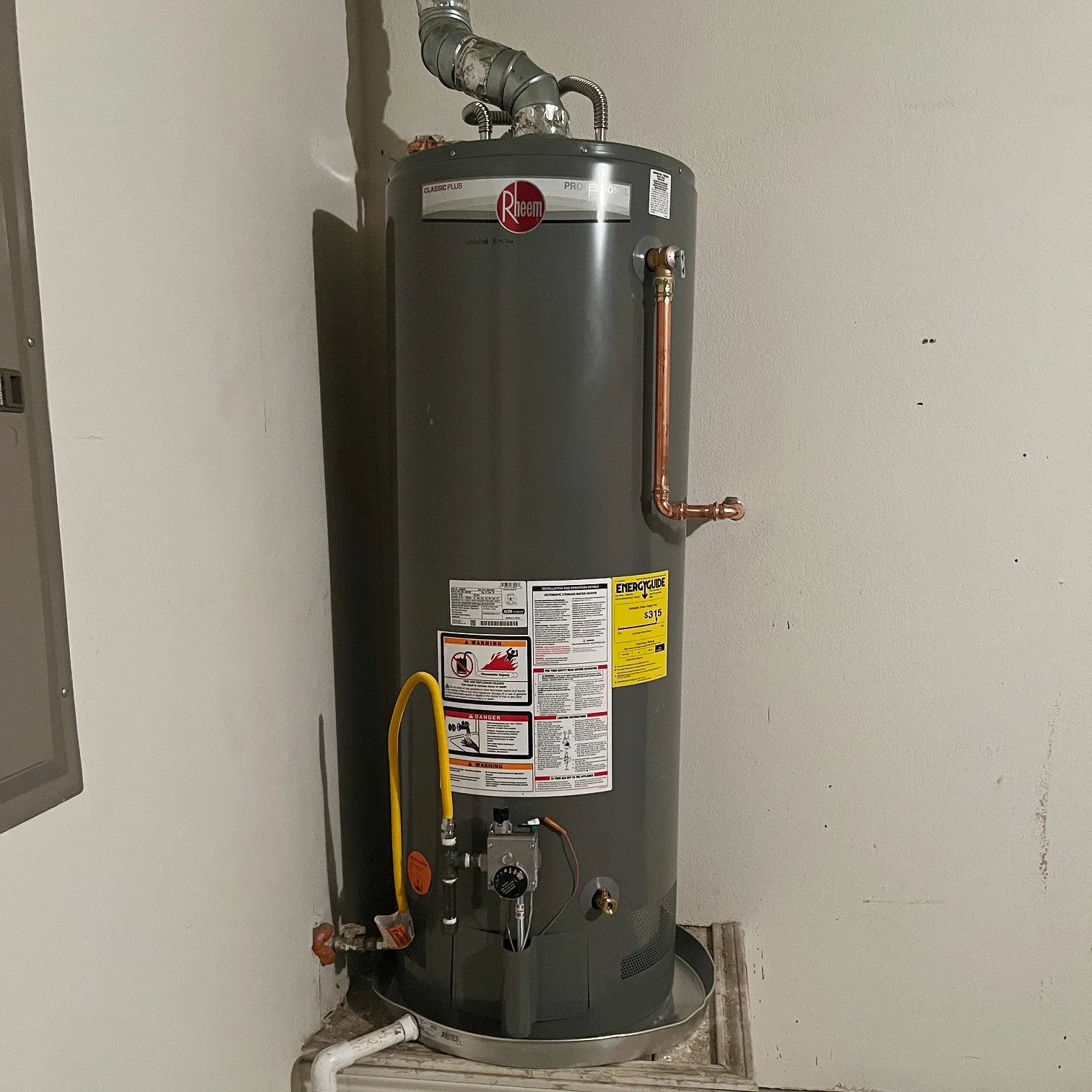 New 50 gallon water heater installed 8/4/26