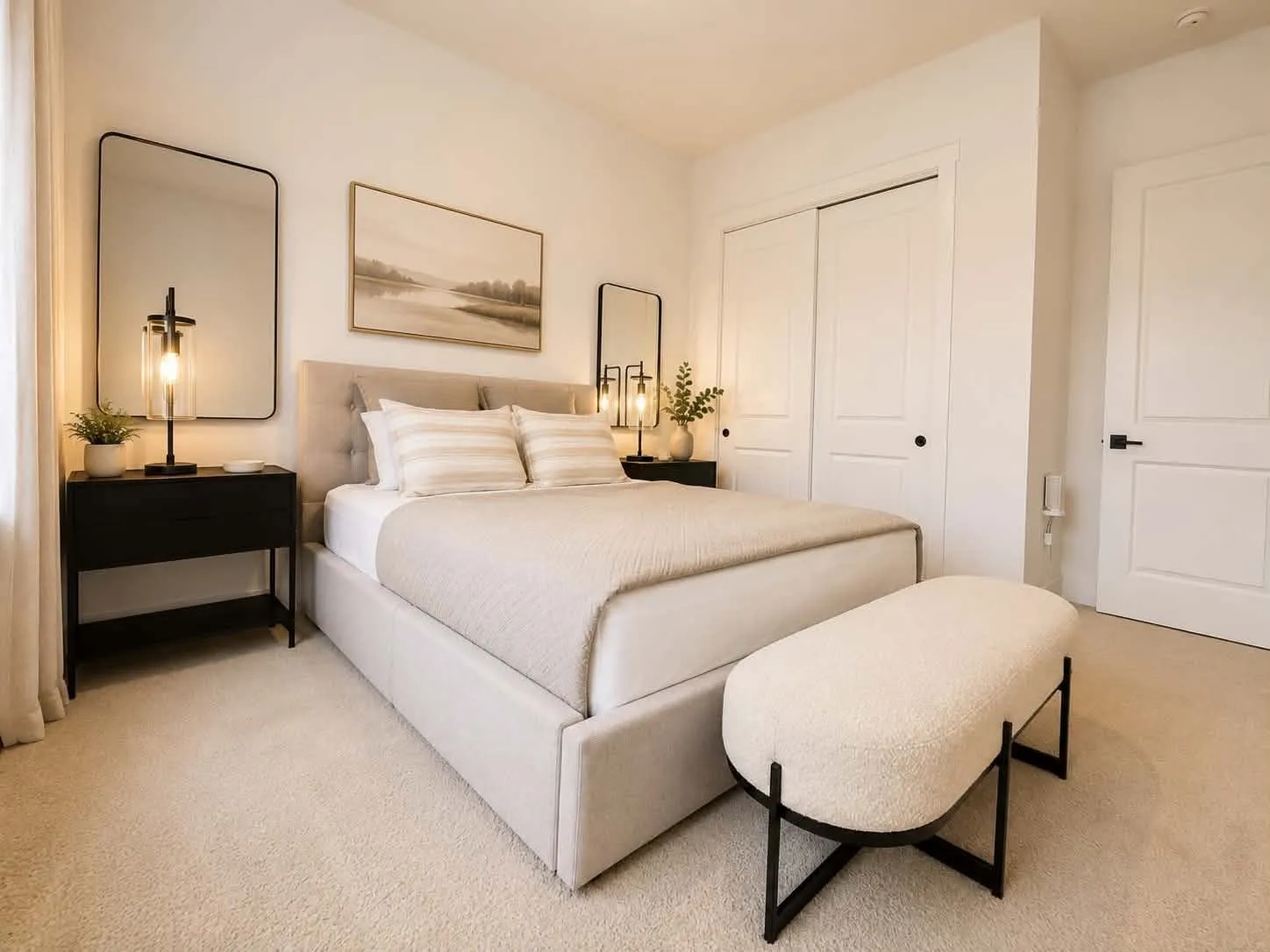 Private bedroom, full bath, and separate living room ideal for multigenerational living or guests.