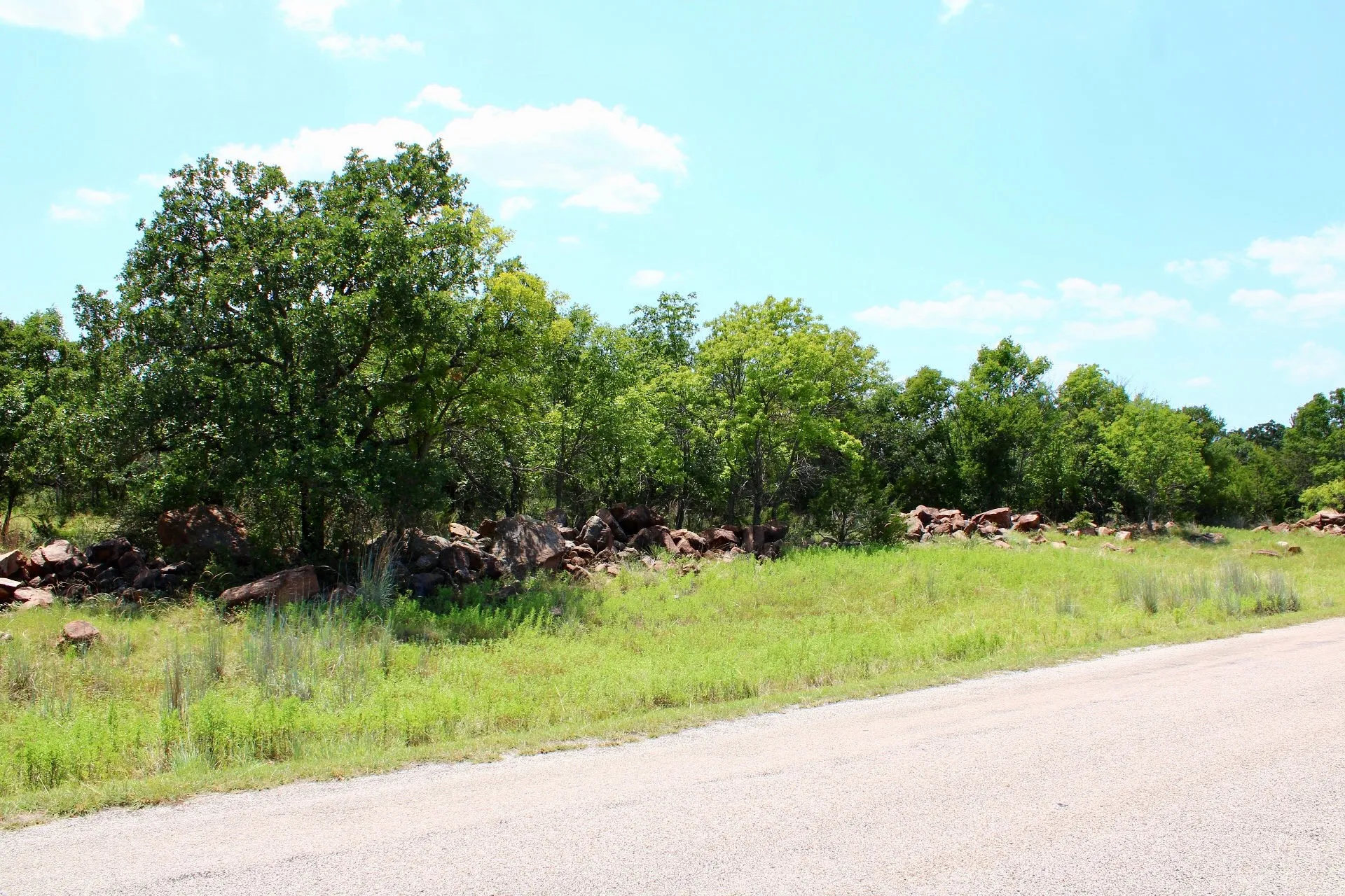 Expansive undeveloped land featuring a combination of mature trees and natural rock formations