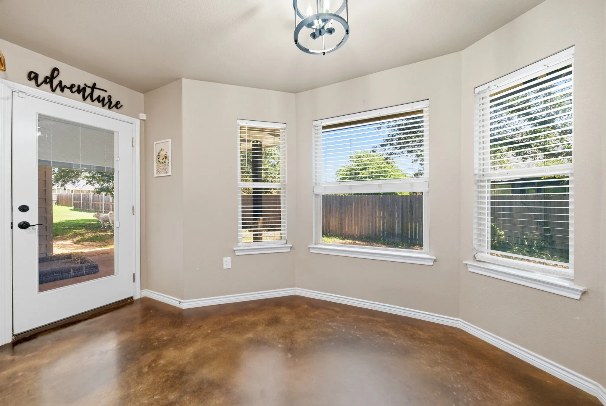 Dining area with access to covered back patio!