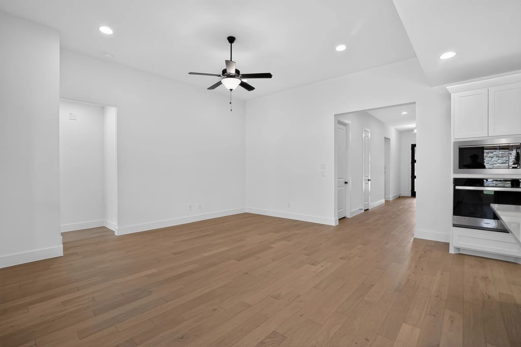Hardwood-style flooring throughout