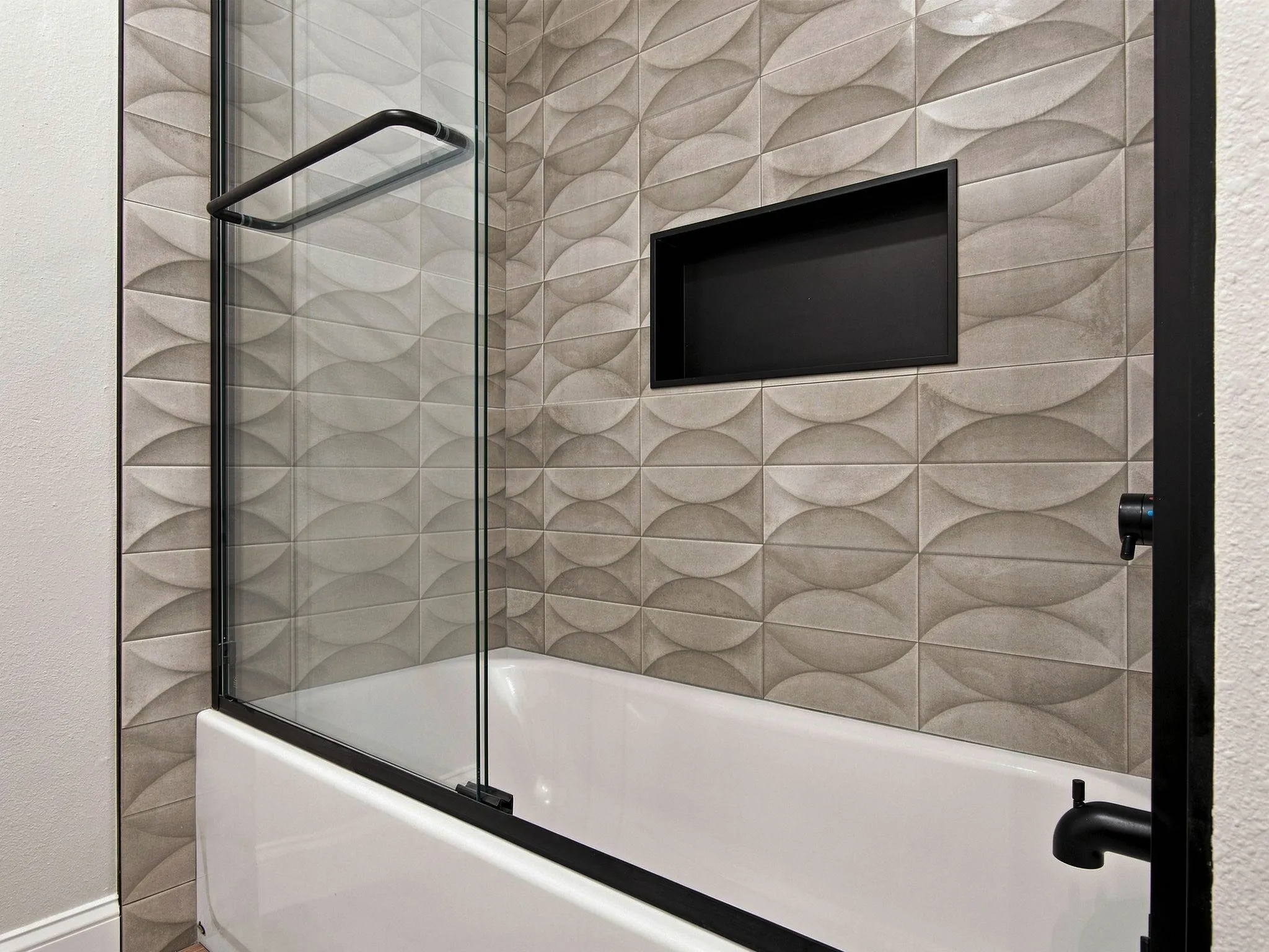 Hall Bathroom glass enclosed shower/tub