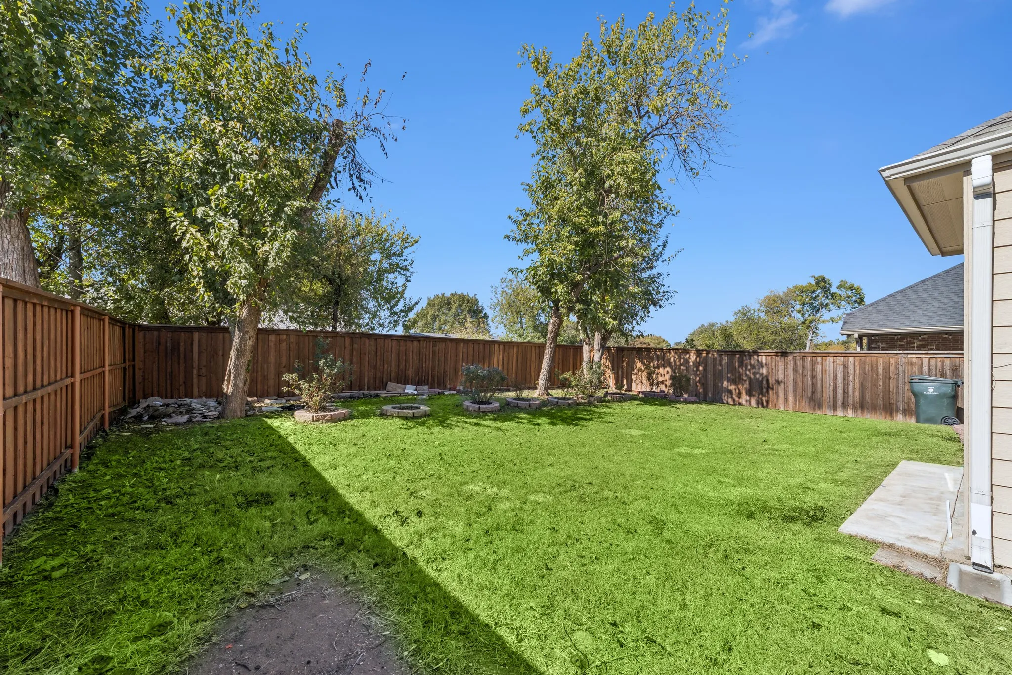 Fenced backyard