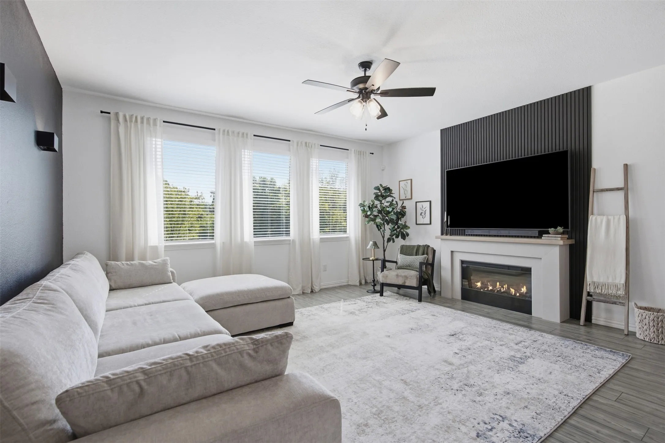 Custom accent wall, with electric fireplace
