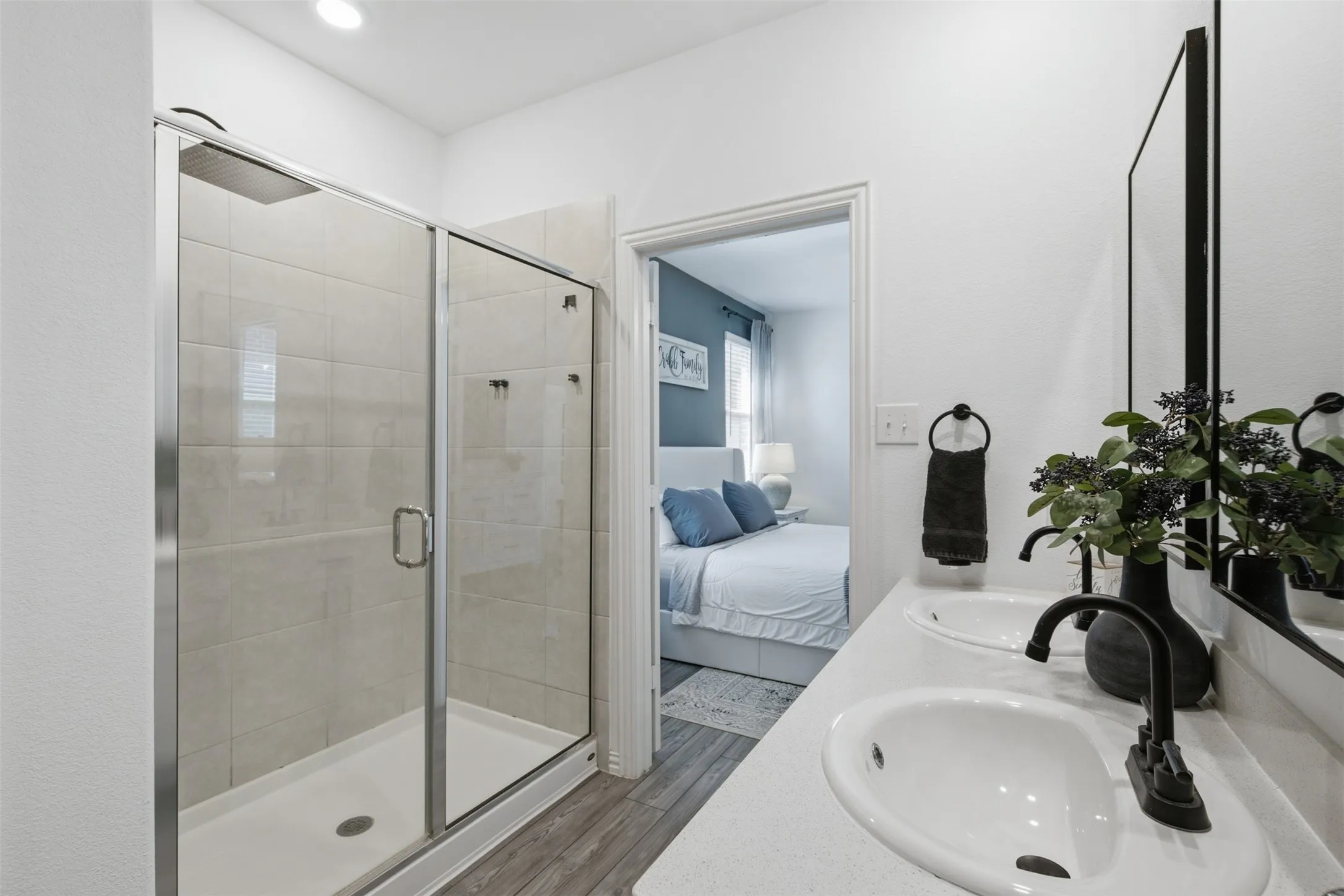 Large tiled walk-in shower