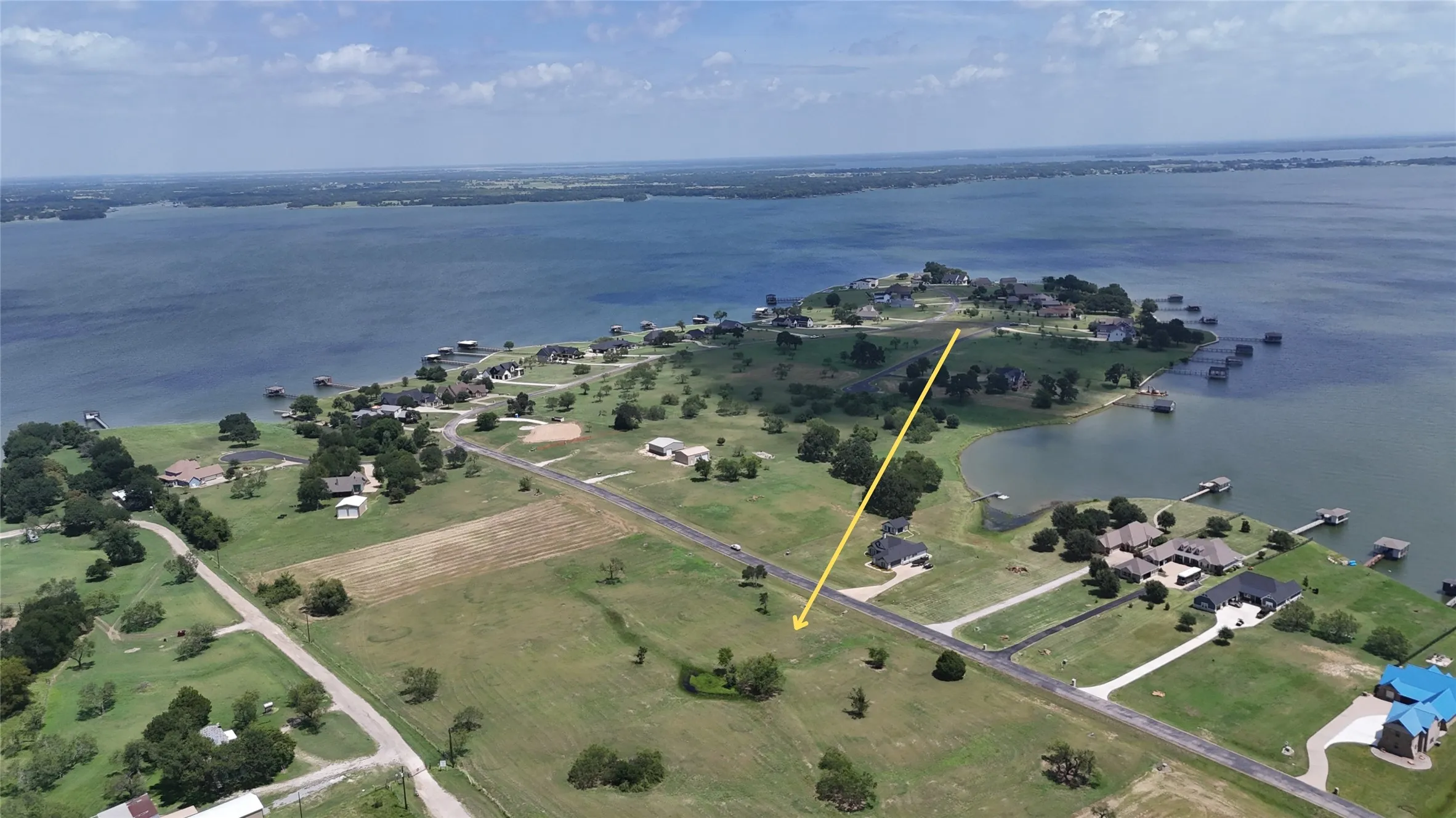 Bird's-eye view showcasing the homesite's location within the gated Southpoint community.