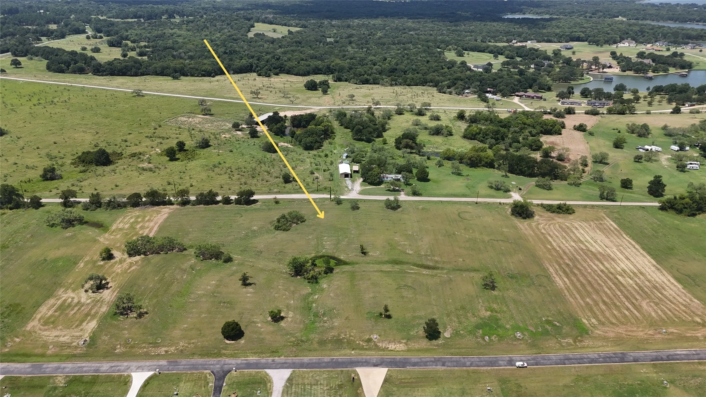 Aerial perspective showing the property's spacious setting and surrounding countryside.