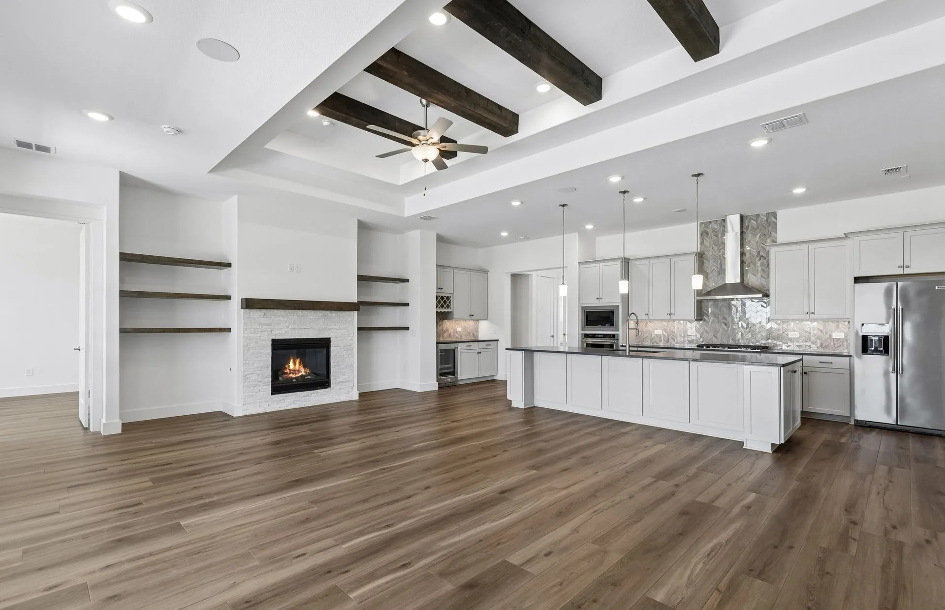 Beautiful gathering room and kitchen areas