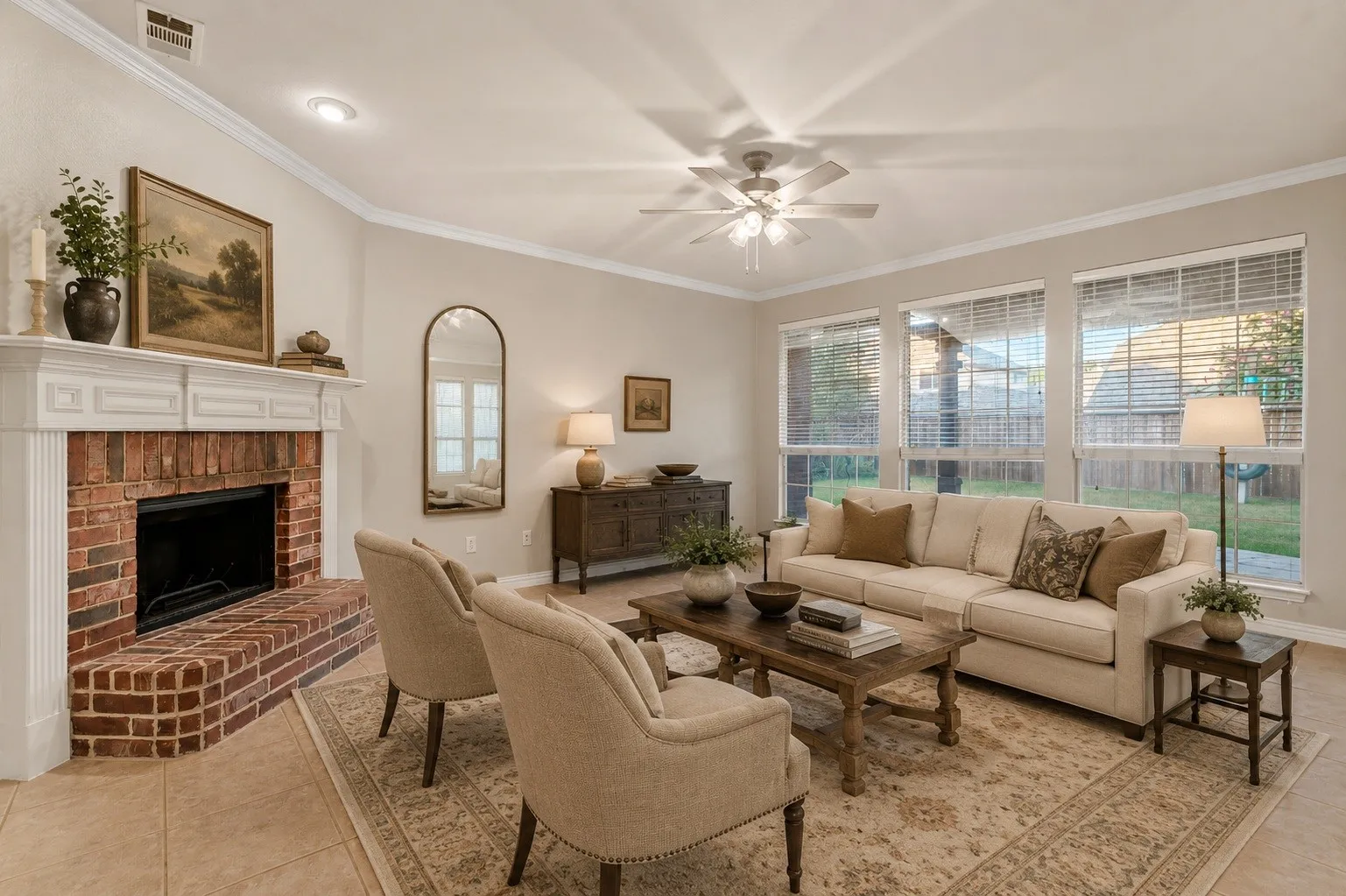 Virtually staged living room