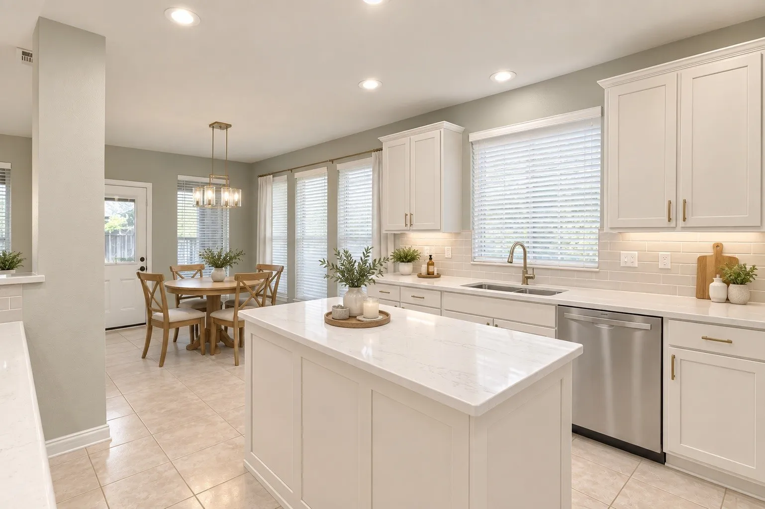 Virtually painted cabinets and changed counters & backsplash