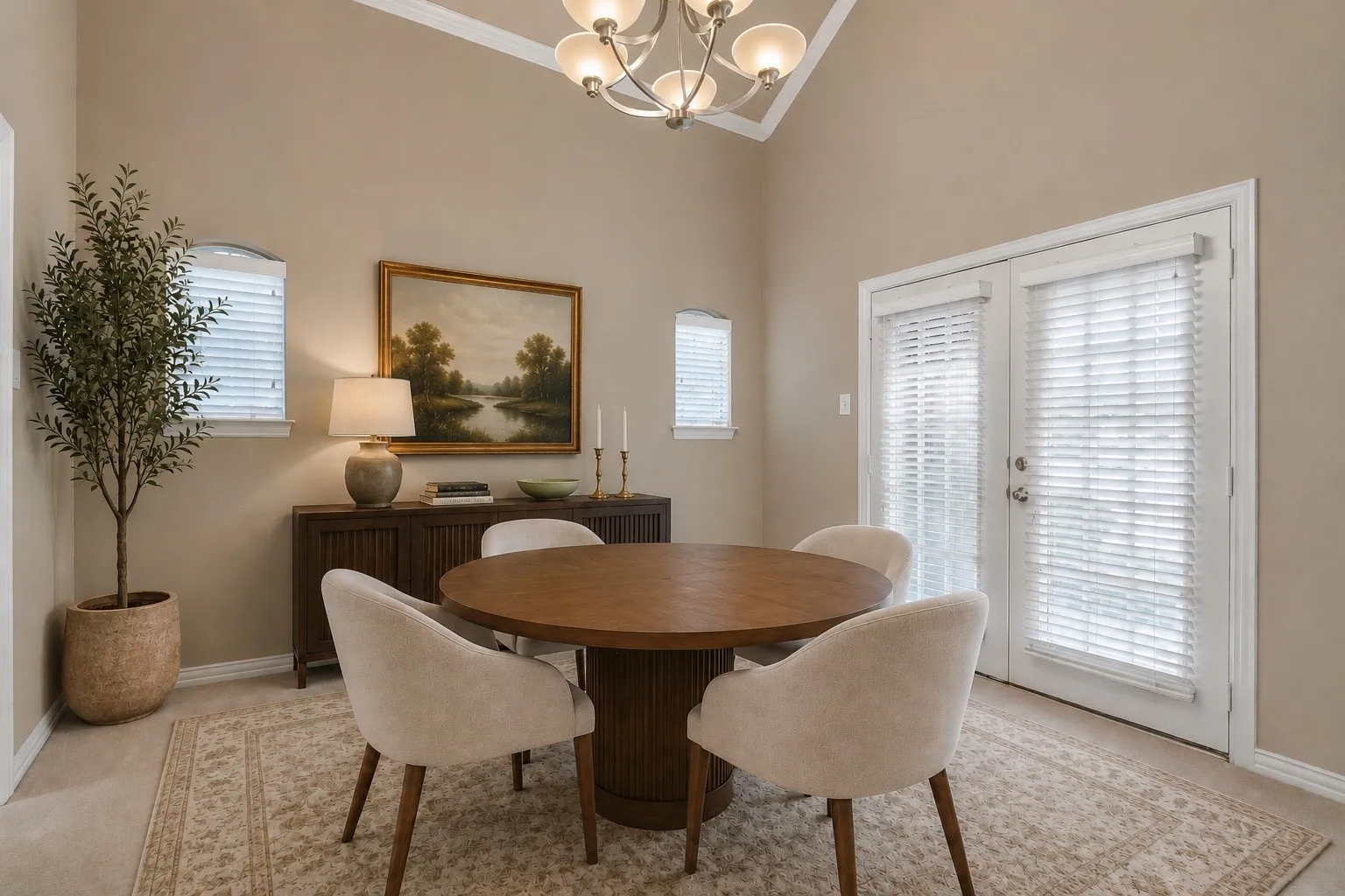 Virtually staged dining room.