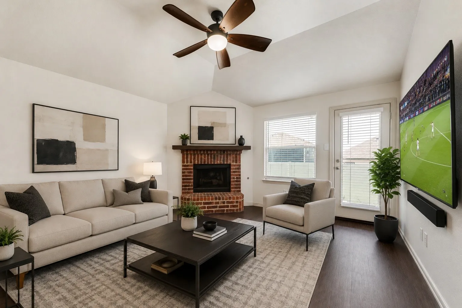 Living room virtually staged