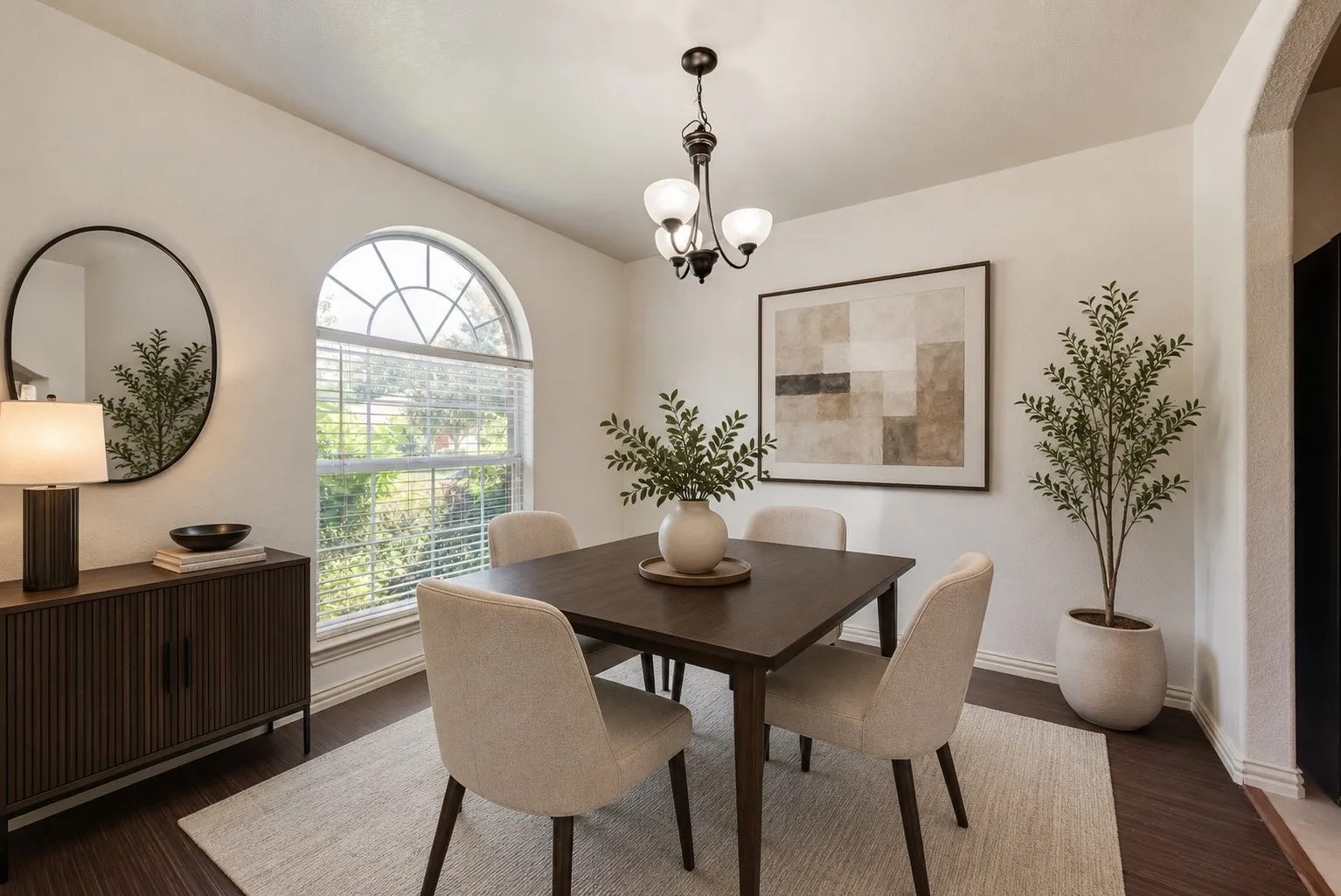 Flex space virtually staged as dining room