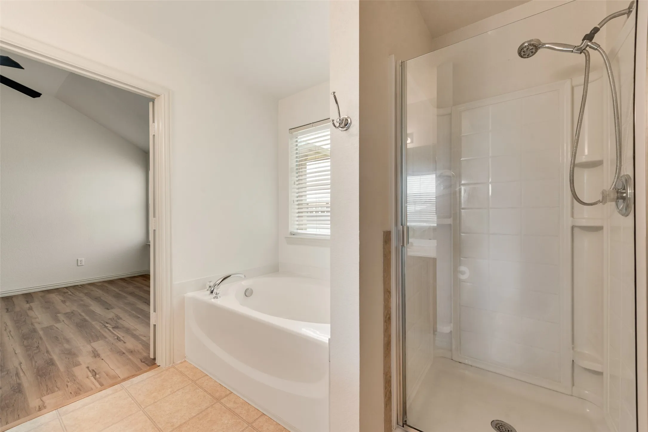 Garden tub with separate shower