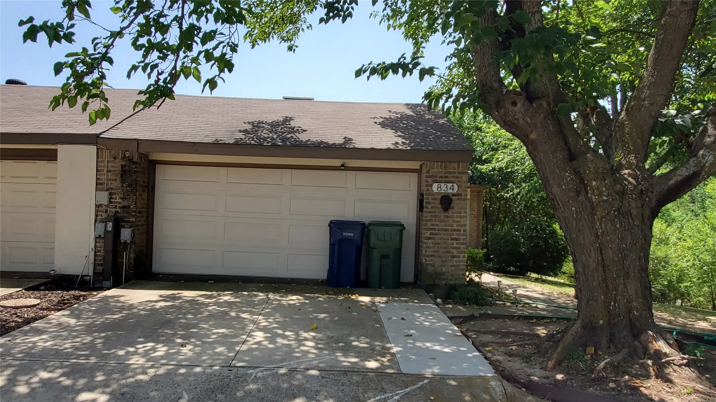 Two car garage entry.