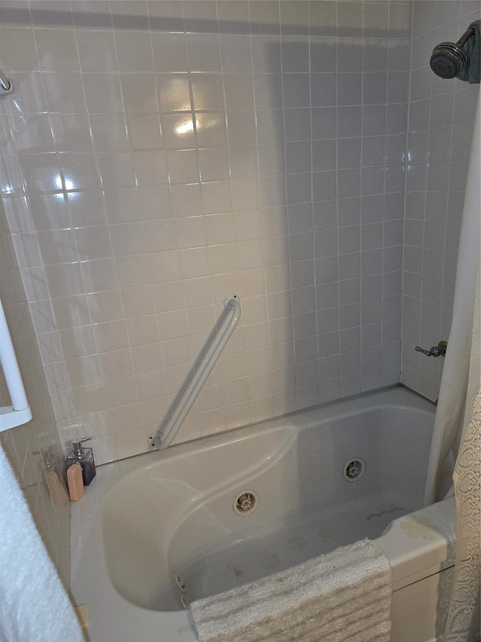 Jetted tub in hall bath