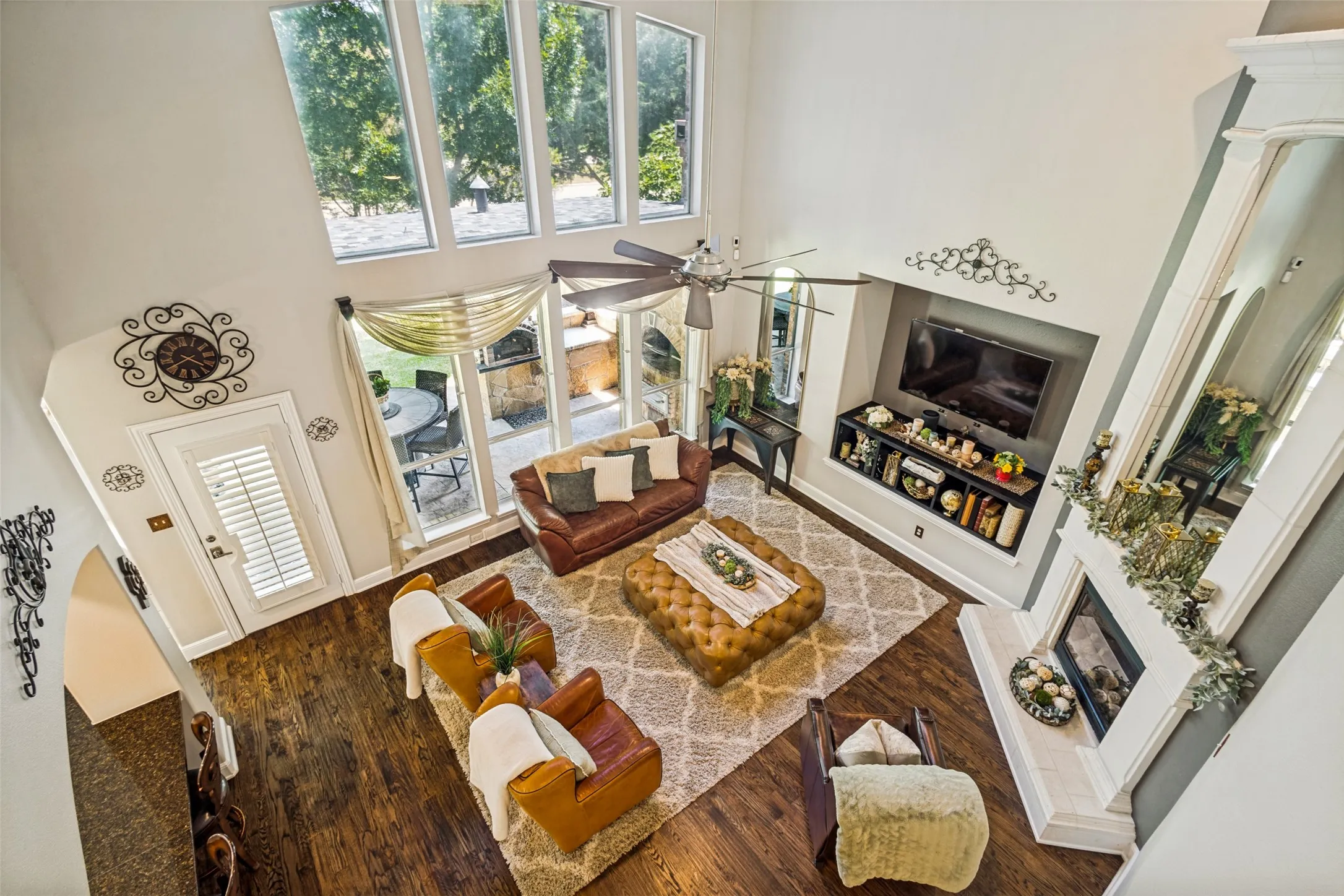 View of family room, from upstairs.