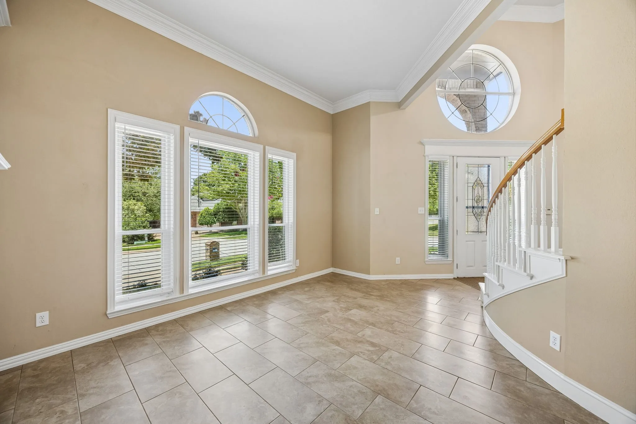 Looking across the living room toward the front entry.