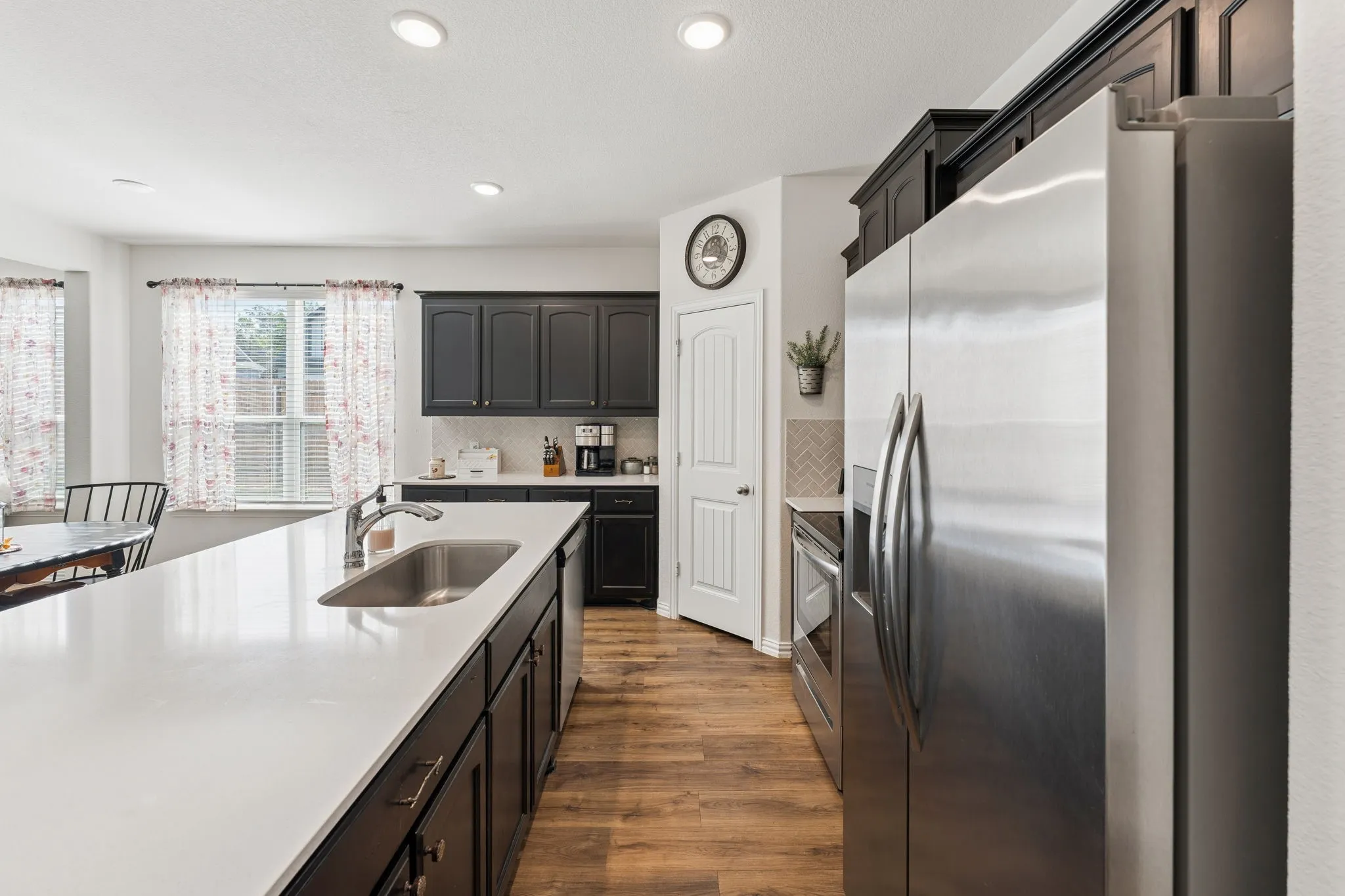 Quartz countertop island with sink