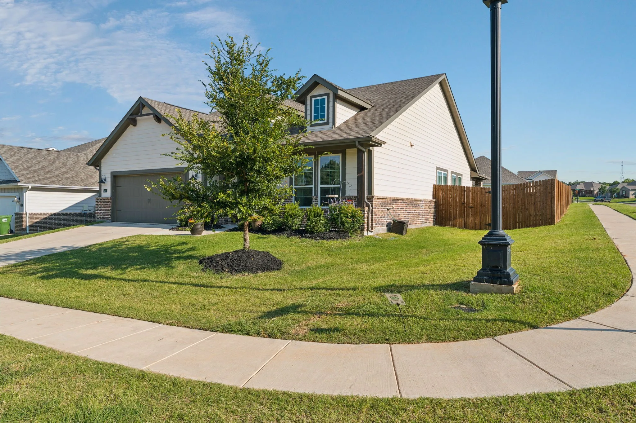 Corner lot with no neighbor across the street.