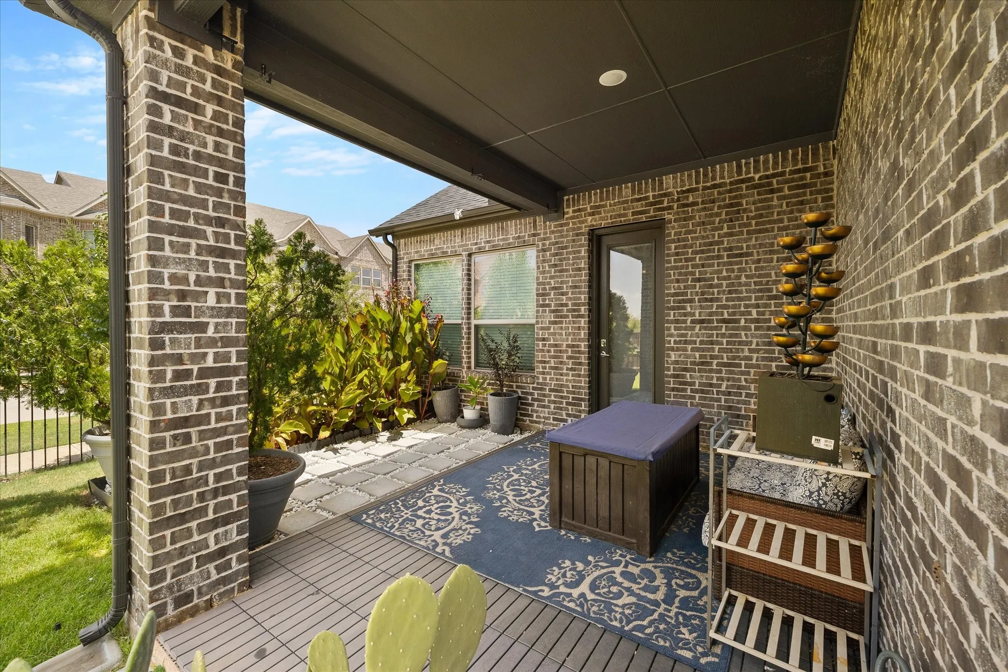 Backyard Patio with extended roof cover