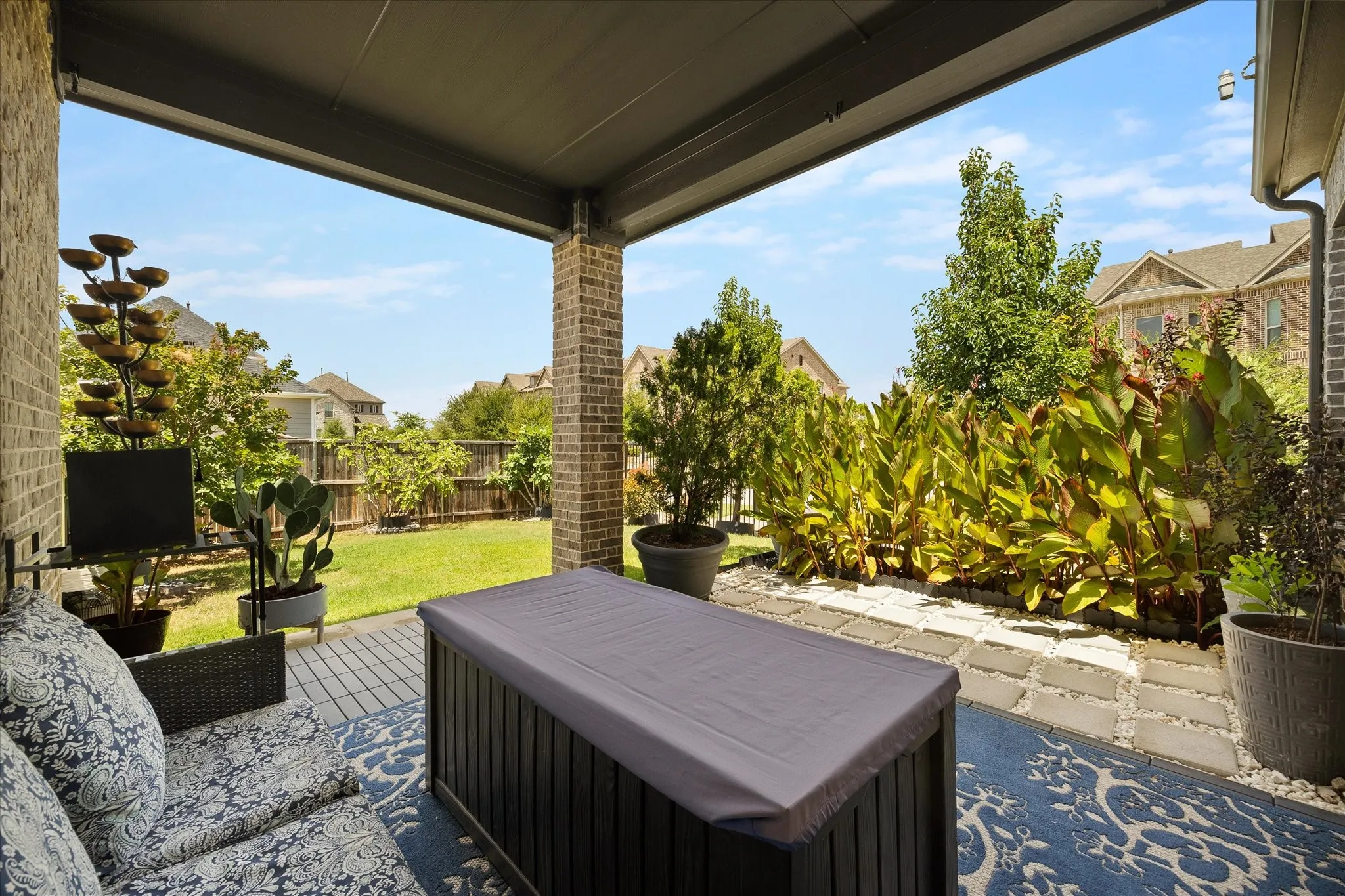 Backyard Patio with extended roof cover