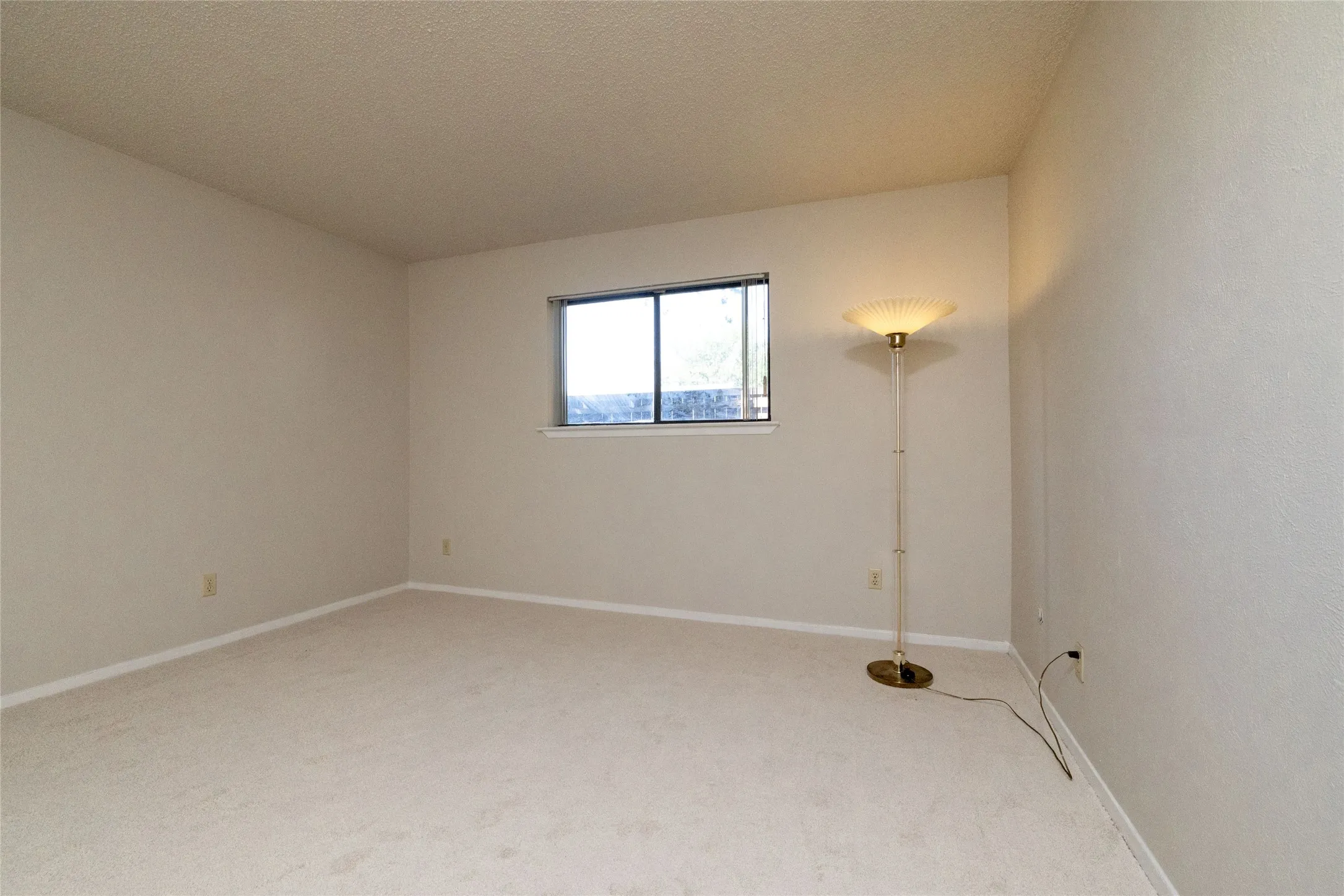 Neutral-toned walls and plush carpeting characterize this room