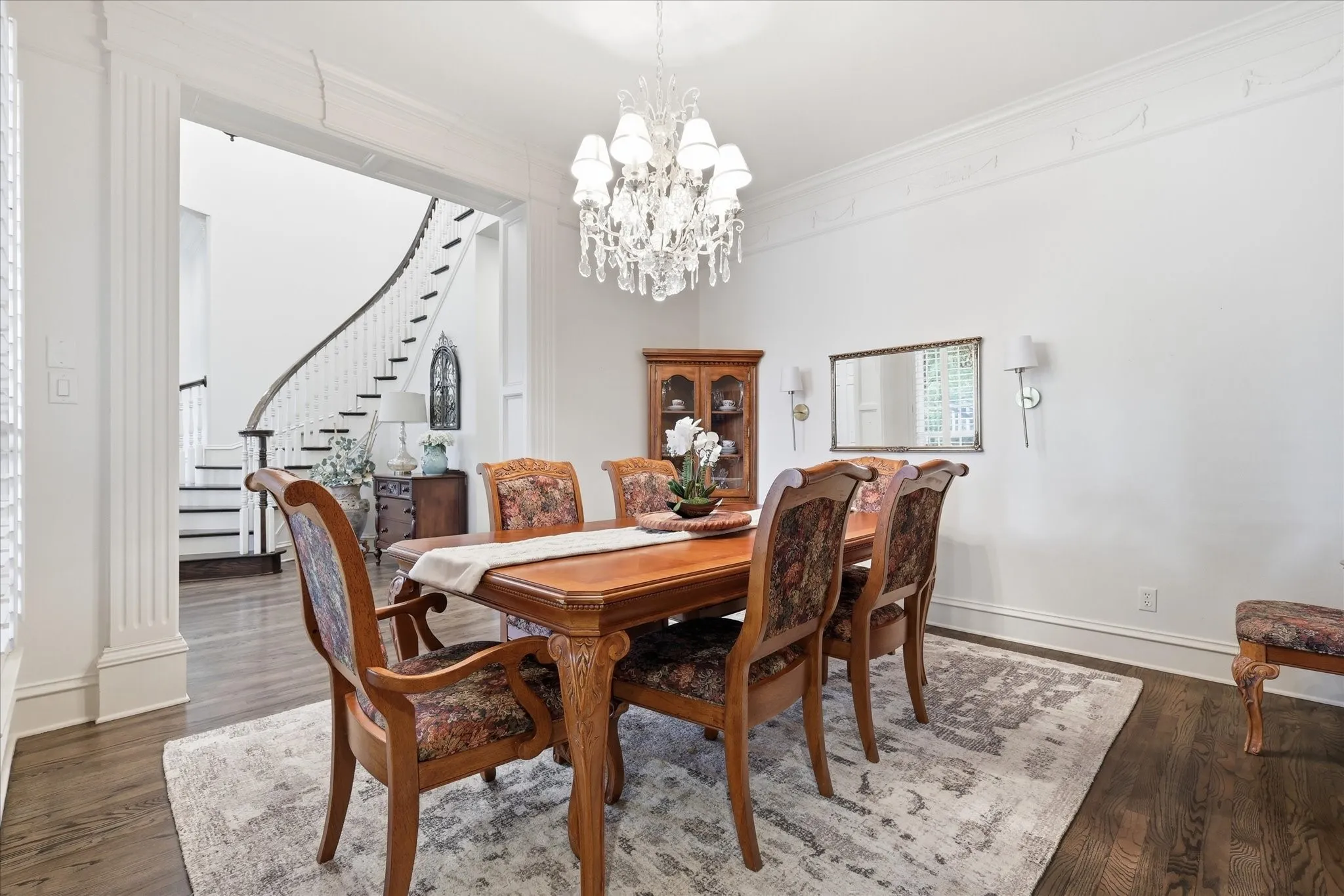 To the right of the entry foyer is the formal dining room.