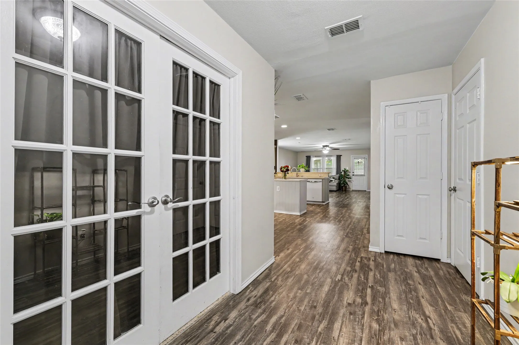 French doors with clear glass panes